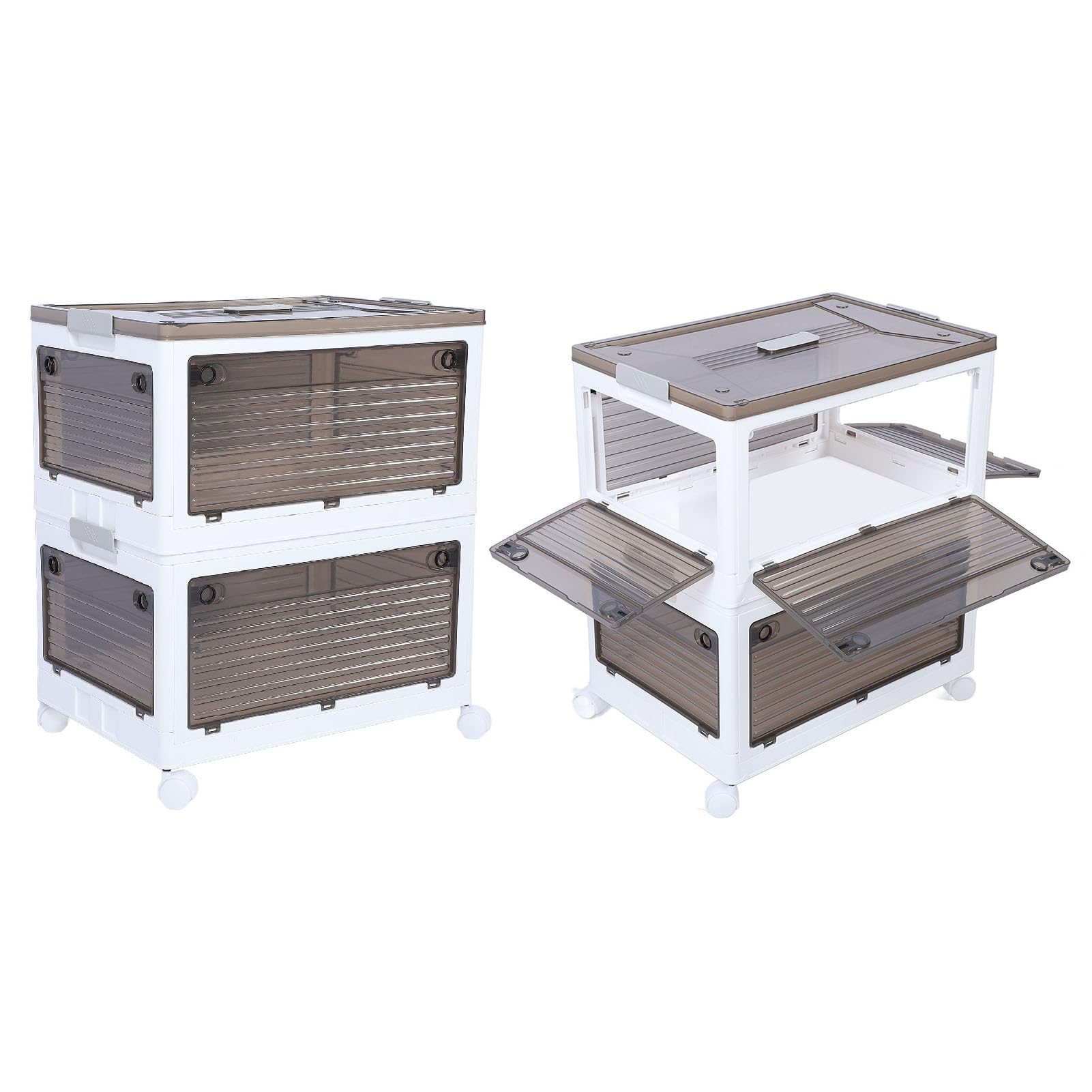 Foldable Storage Box with Wheels & Lids - Stackable Clear Plastic Storage Bins for Bedroom, Living Room, Office - Medium 4.75L (2 Pack) - Perfect for Organizing Clothes, Toys & Home Essentials