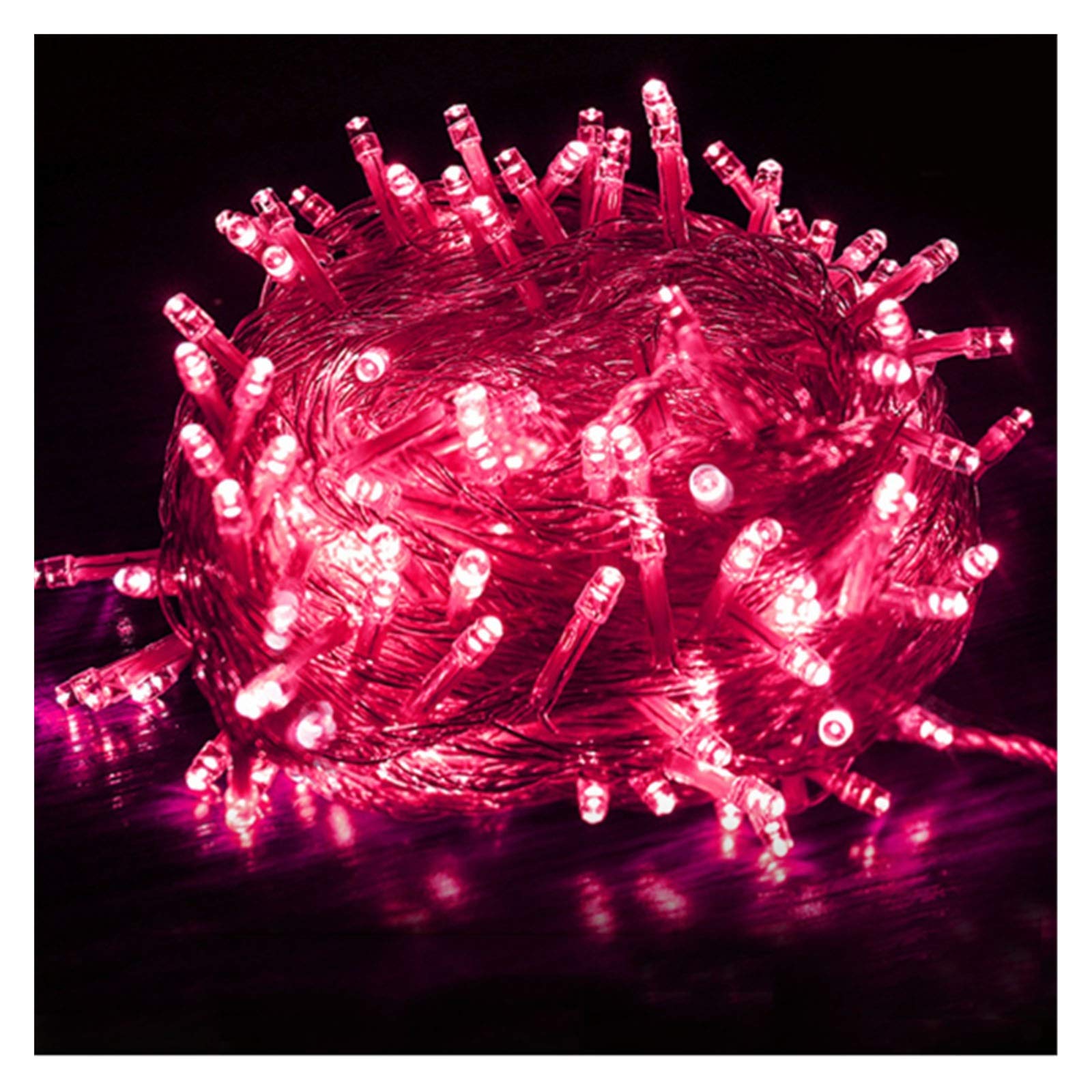 LIUPENGWEI 33ft 100 LED Outdoor String Lights - 8 Lighting Modes Waterproof Fairy Lights for Christmas, Party, Wedding, Garden, Patio, Halloween (Pink) | Perfect for Backyard Decorations, Holiday Lighting & Special Events