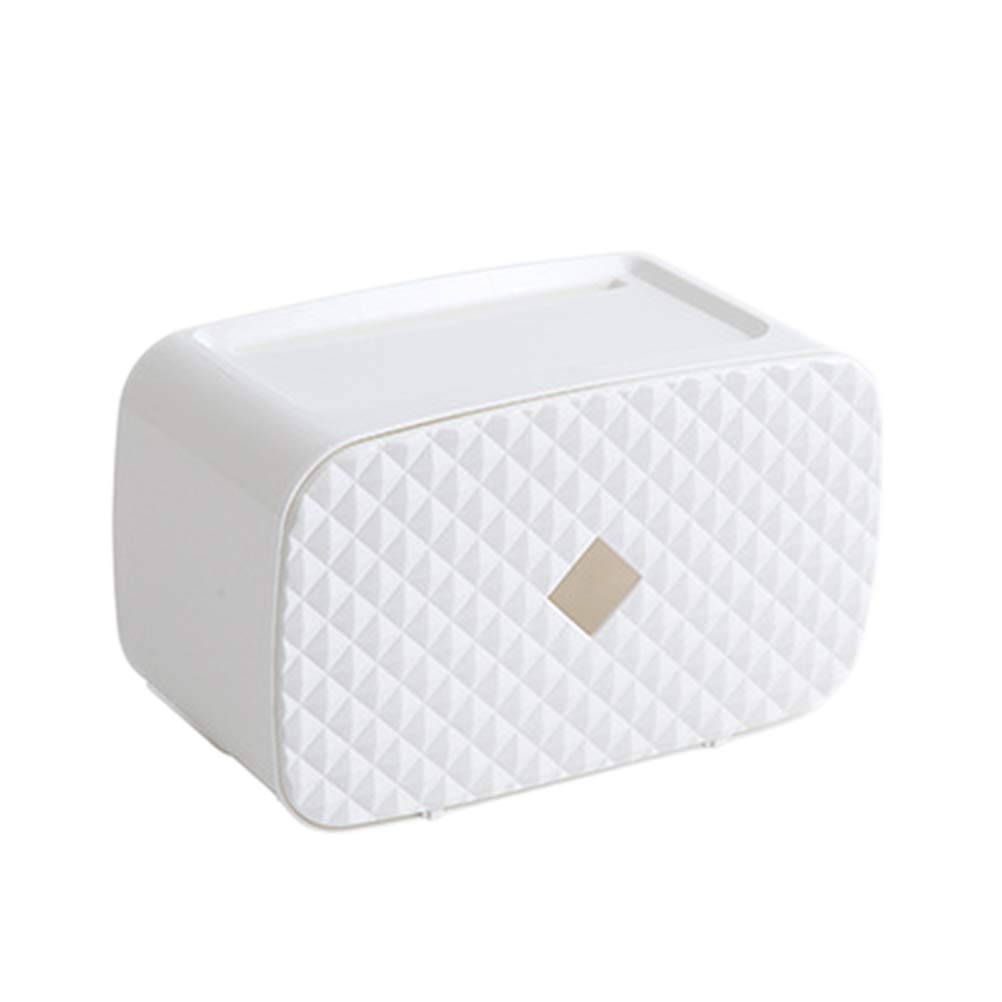 YARNOW Plastic Wall Mounted Tissue Box Holder - No Drilling Bathroom & Kitchen Organizer for Facial Tissues, Toilet Paper Rolls & Garbage Bags | White Multifunctional Storage Dispenser for Home, Office & RV Use