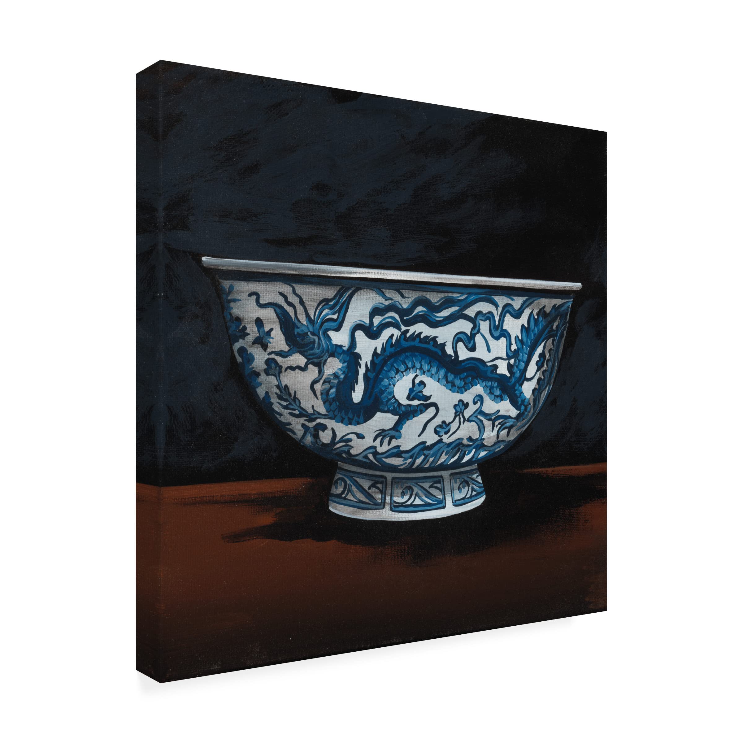 Debbi Wetzel Dragon Bowl Canvas Wall Art - Asian Inspired Home Decor for Living Room, Bedroom & Office - Premium Trademark Fine Art Print