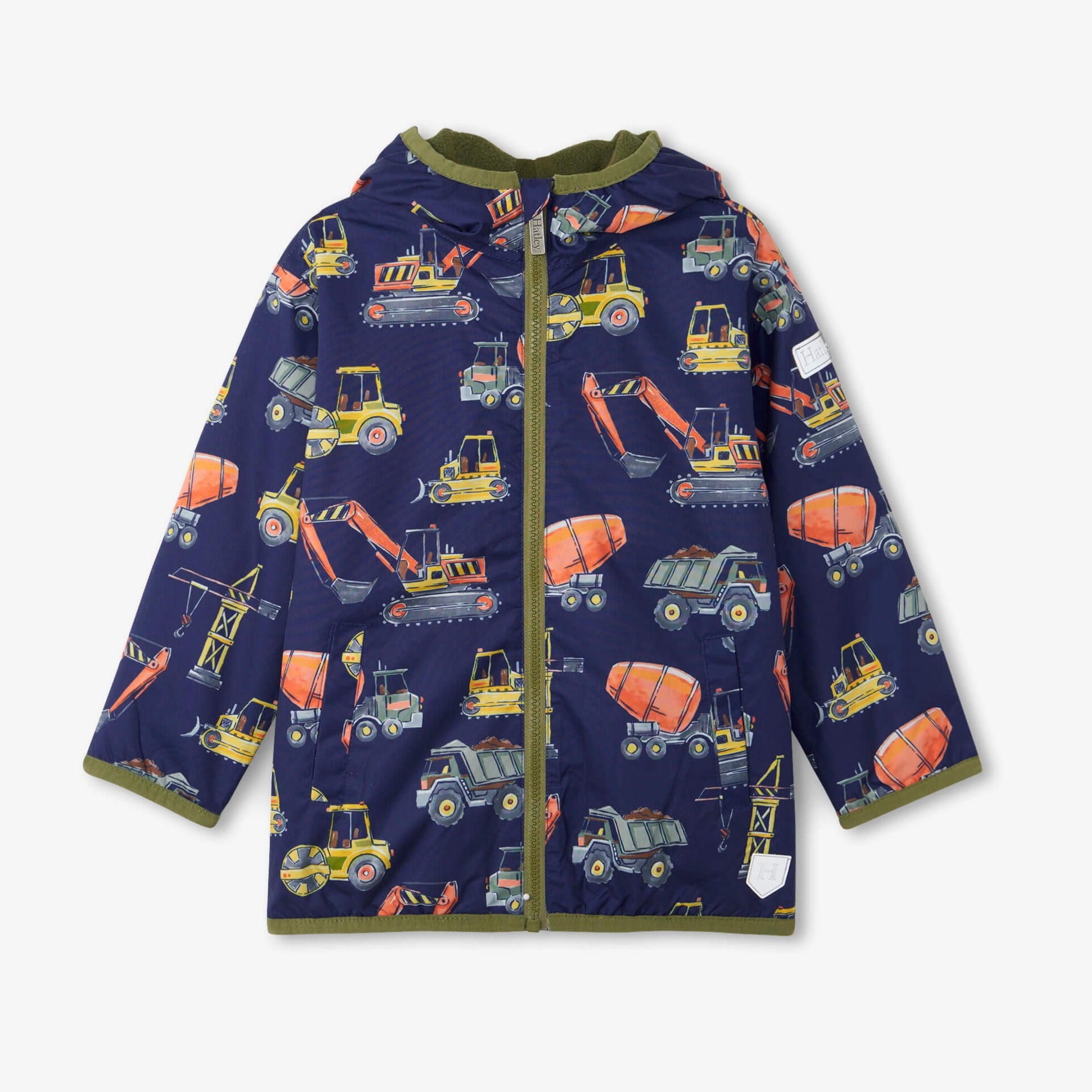 Hatley Construction Trucks Microfiber Jacket for Boys - Lightweight Water-Resistant Kids Jacket for Outdoor Play & School Activities
