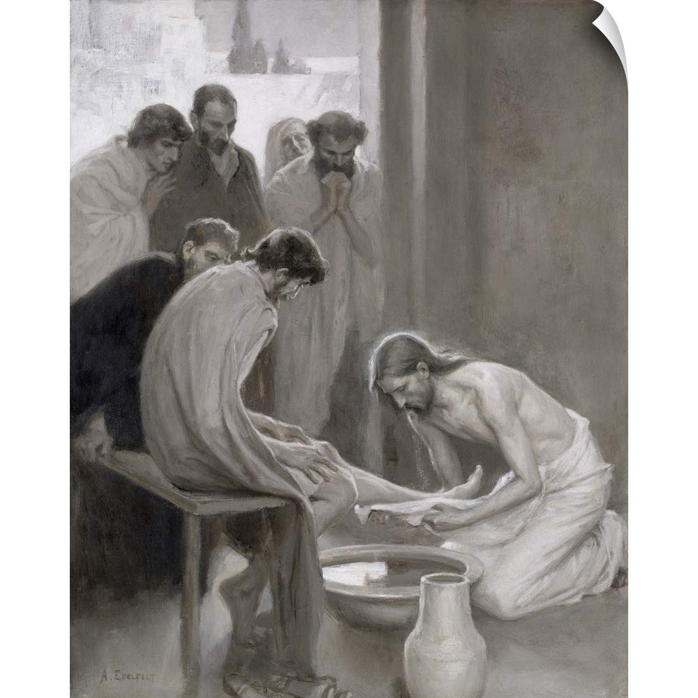 Jesus Washing The Feet of His Disciples - Religious Wall Decal Sticker - Christian Bible Artwork for Home & Church Decor - Perfect for Sunday School & Prayer Rooms