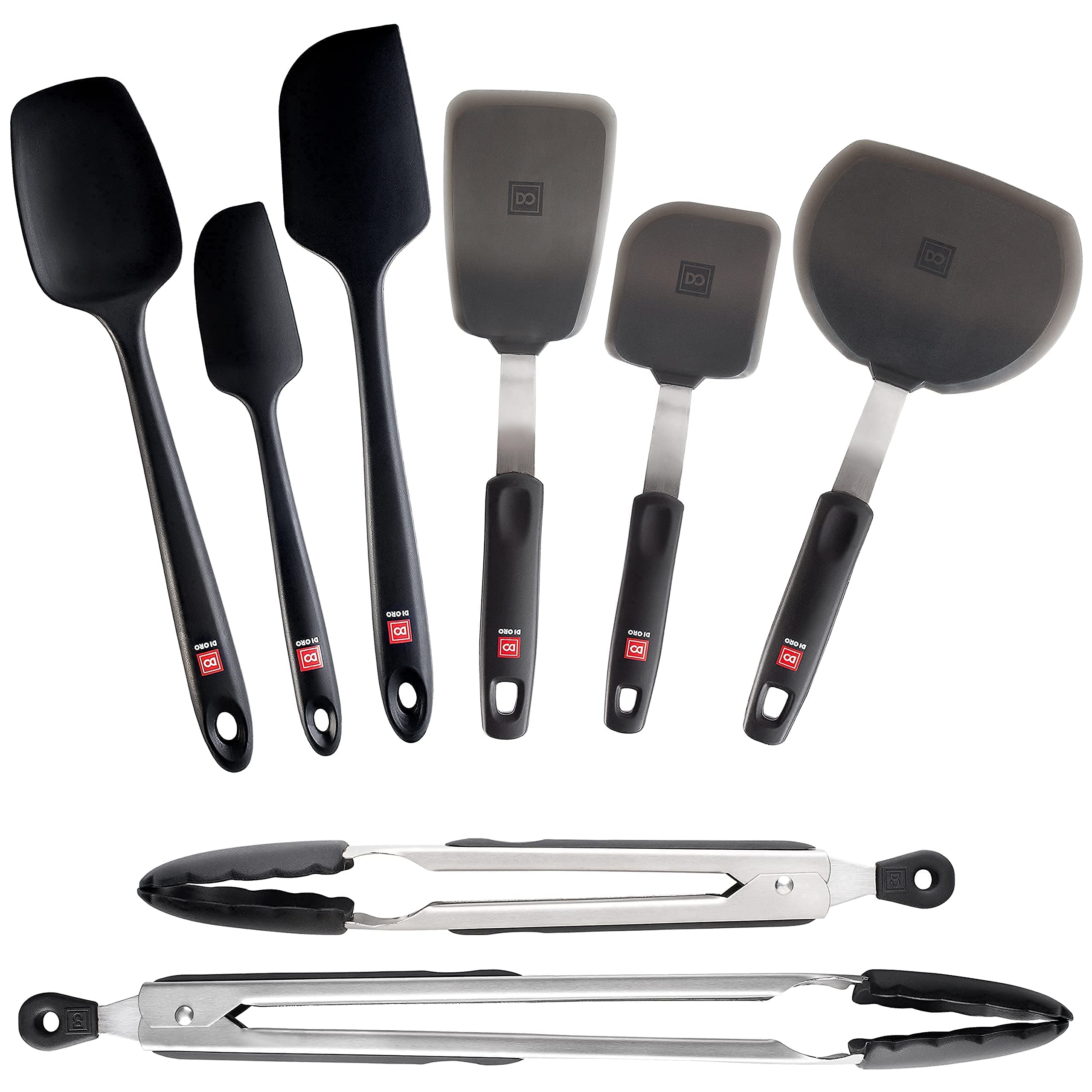 DI ORO 8-Piece Silicone Kitchen Utensil Set - Heat-Resistant Cooking Tools for Baking & Frying