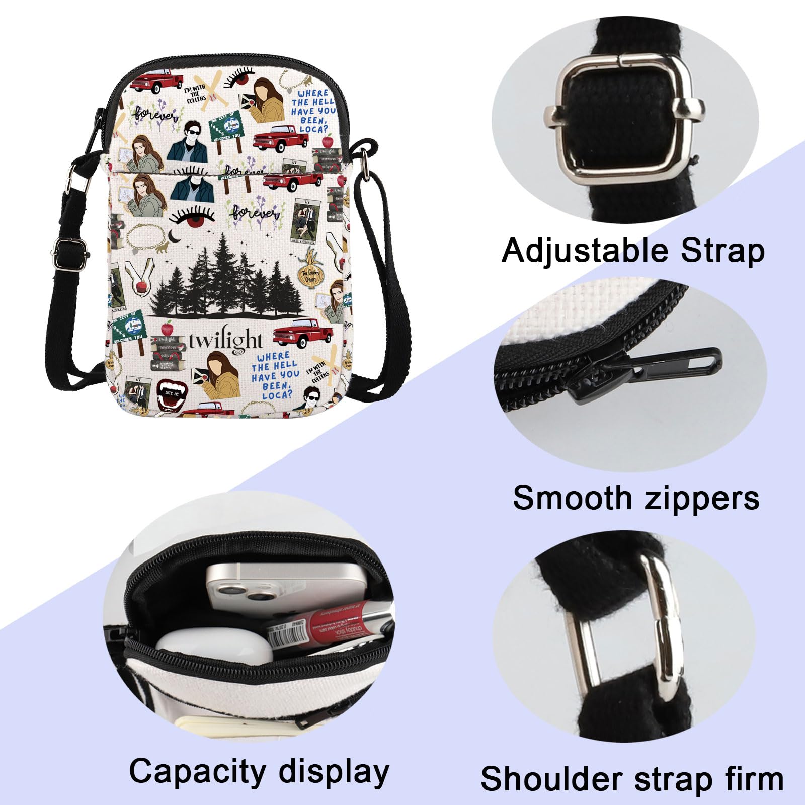 Ensianth Vampire Themed Crossbody Messenger Bag - Gothic Gift for Halloween, Cosplay & Dark Fashion Accessories | Perfect for LARP, Parties & Everyday Use