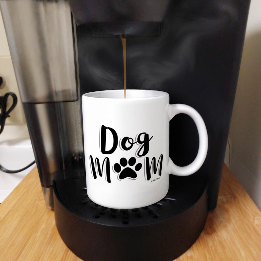 ThisWear 11oz Ceramic Coffee Mug for Dog Moms - Perfect Gift for Crazy Dog Ladies & Pet Lovers - Handle Included - Great for Coffee, Tea or Hot Chocolate at Home or Office