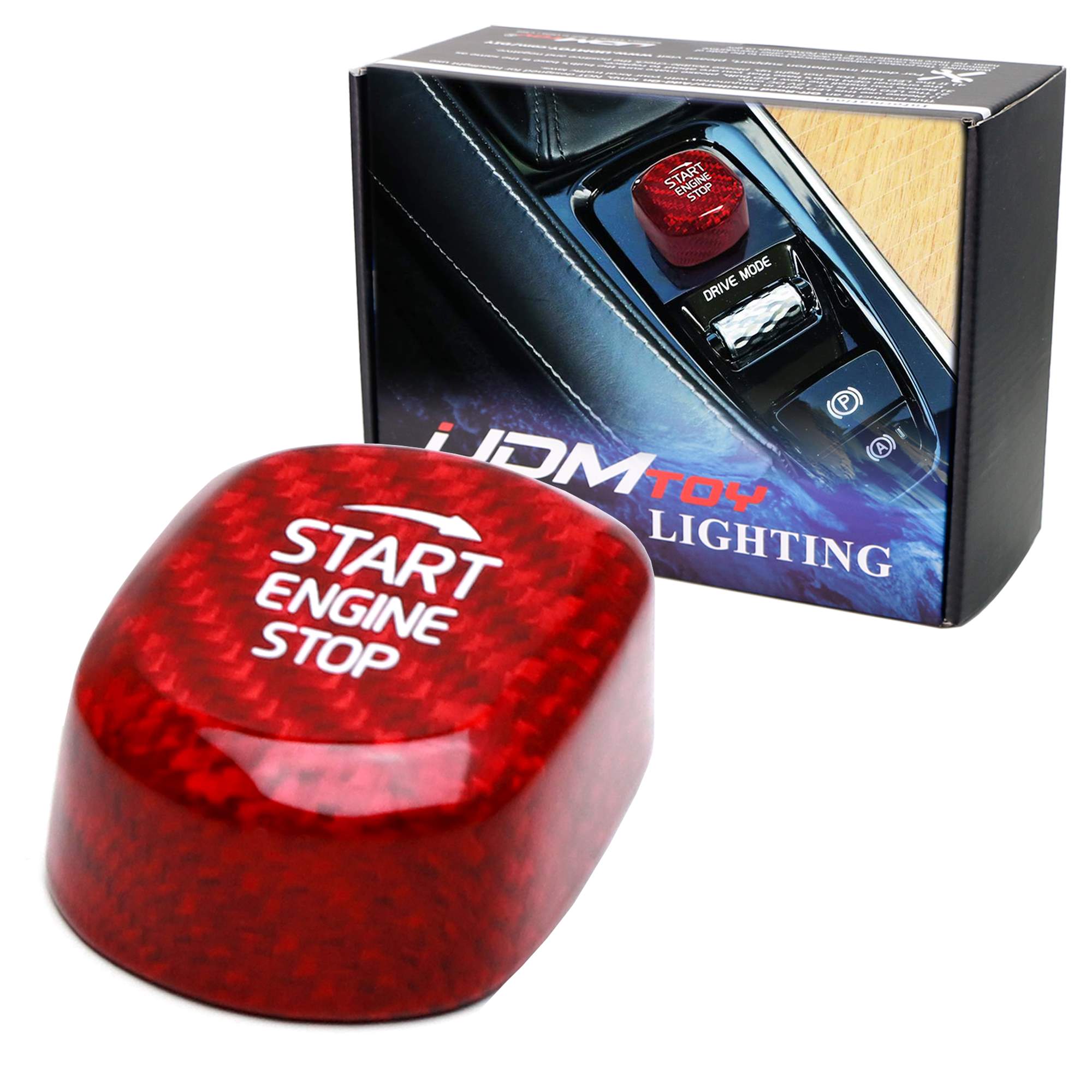 3D Red Carbon Fiber Engine Start/Stop Button Cover for Volvo XC60 XC90 S90 S60 V90 V60 - Premium Car Accessory for Enhanced Interior Styling & Driving Experience