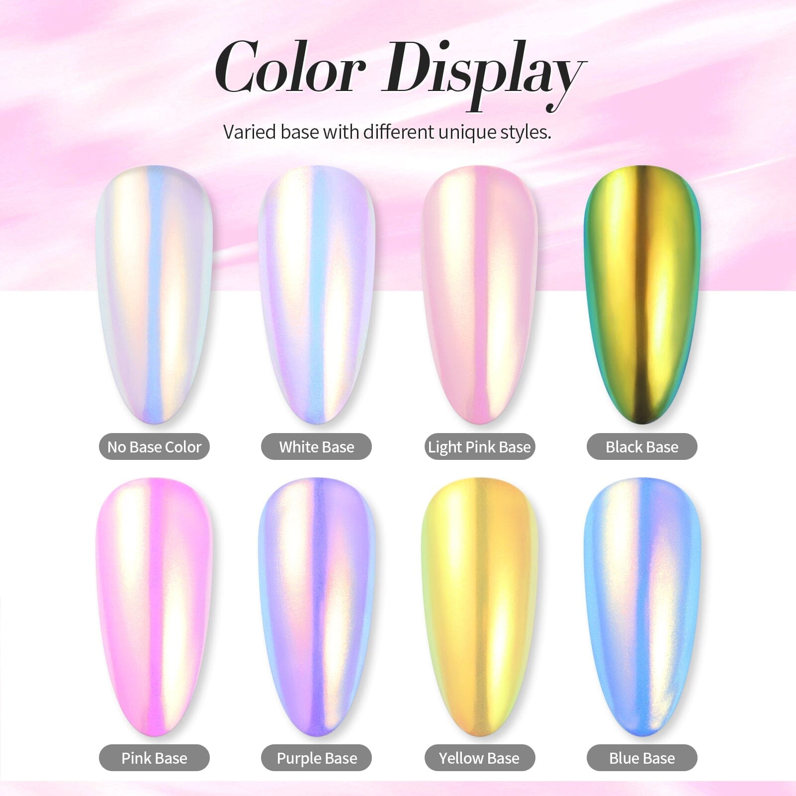 Aurora Chrome Nail Glitter Powder - 12 Colors Metallic Nail Art Dust for Gel & Acrylic Nails - Perfect for Manicure, Nail Salon & DIY Nail Designs