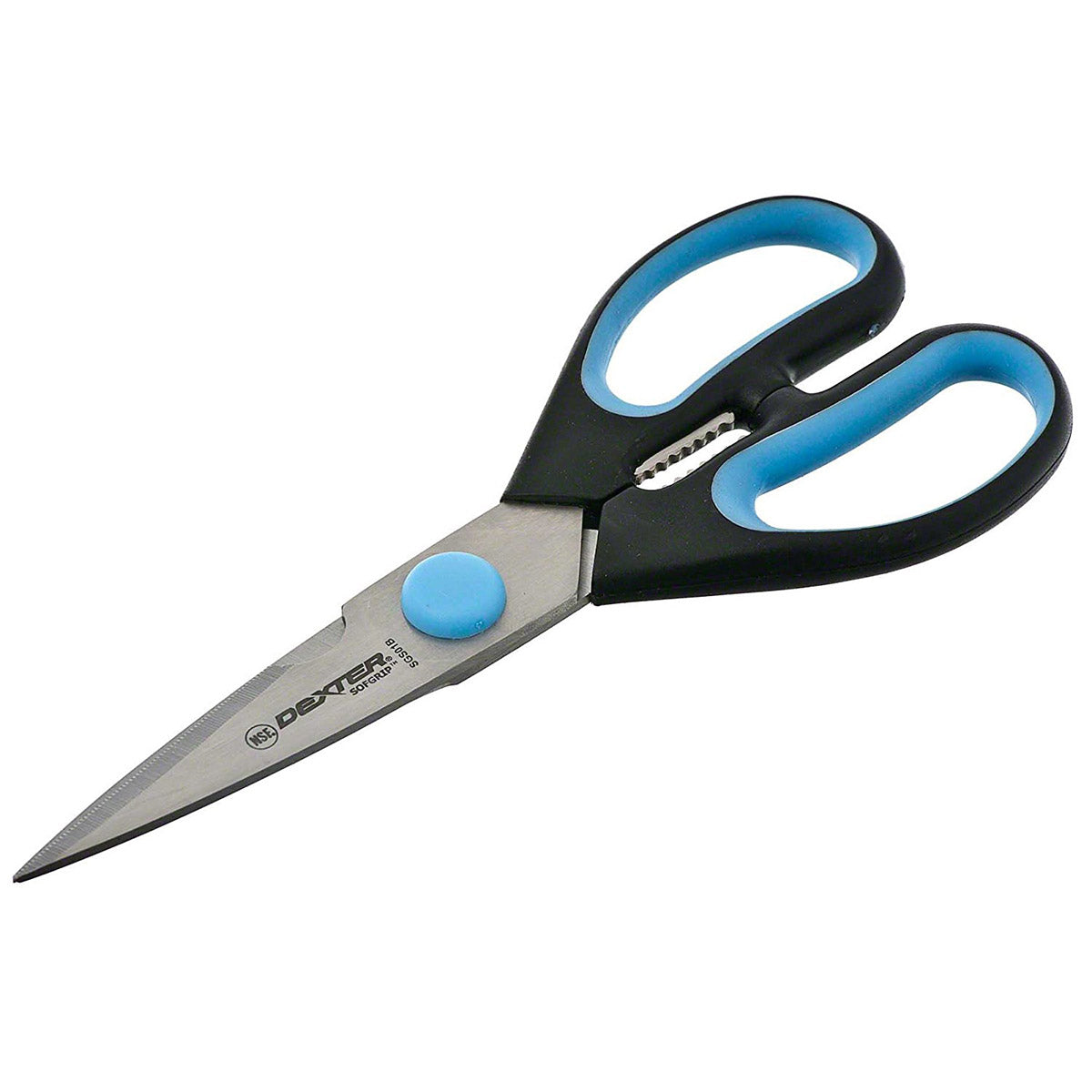 Dexter SGS01B CP (25353) SoftGrip Kitchen Scissors - Blue - Heavy Duty Multi-Purpose Shears for Cooking, Cutting Herbs, Poultry, and Food Prep