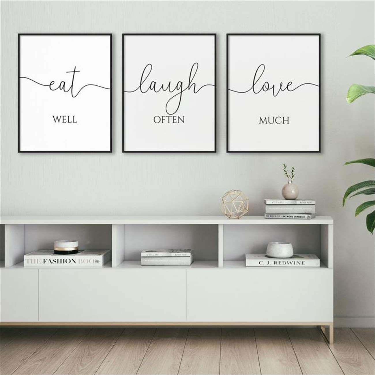 NATVVA 3-Piece Canvas Prints - Inspirational Quote Posters 'Eat Laugh Love' Wall Art Painting for Kitchen & Dining Room Decor, Framed & Ready to Hang - Perfect for Home, Office & Gift Giving
