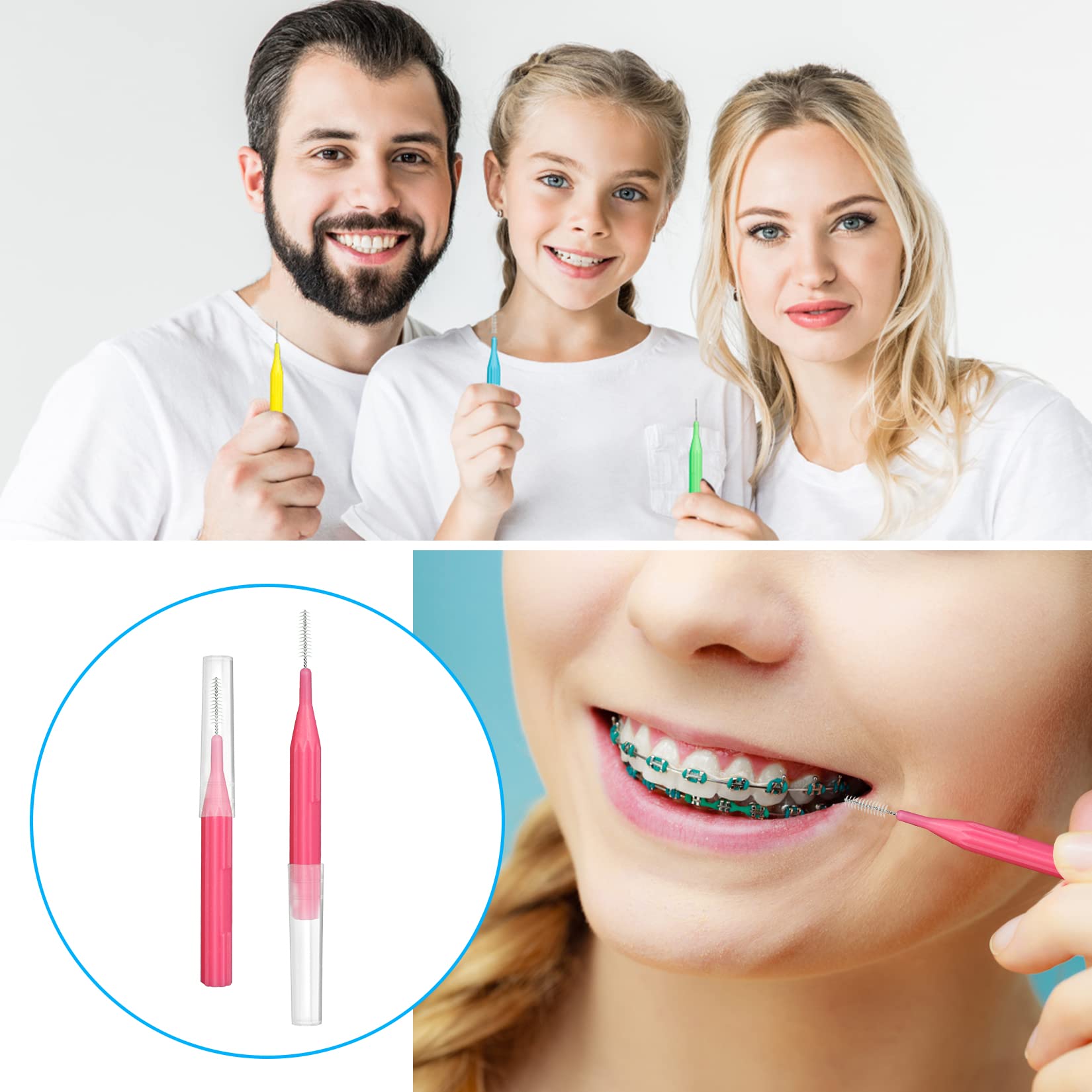 RAZOKO Interdental Brush - 176 Count (2mm-3mm) for Easy Teeth Cleaning & Flossing at Home