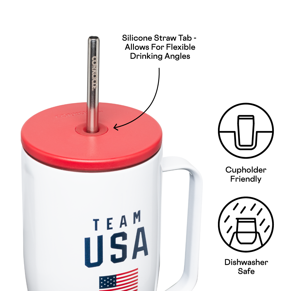 Official Team USA Insulated Cold Cup XL – 24oz Stainless Steel Tumbler with Lid & Straw – Perfect for Iced Coffee, Smoothies & Sports Drinks – Great for Gym, Travel & Outdoor Activities