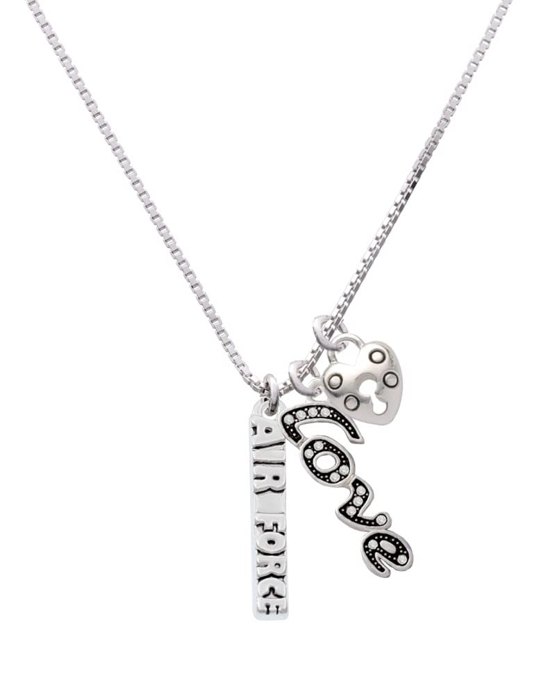 Delight Jewelry Military Love & Lock Charm Necklace - 18
