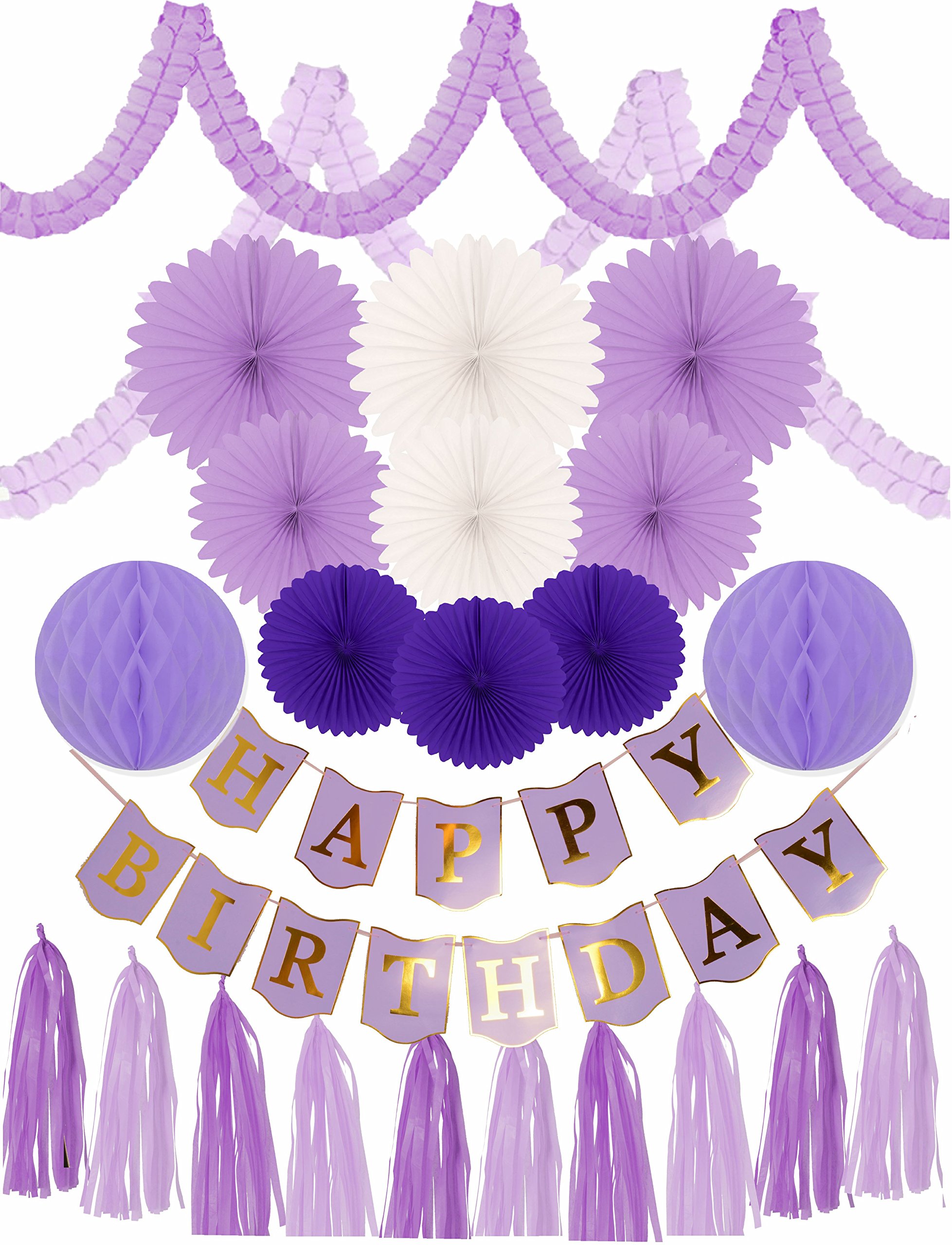 Gold & Purple First Birthday Decoration Set - 24PC Party Kit with 