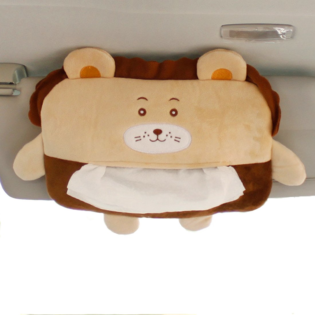 Cartoon Animal Car Sun Visor Tissue Box Holder - Lion Design Auto Accessory for Paper Napkins | Perfect for Road Trips & Family Car Organization