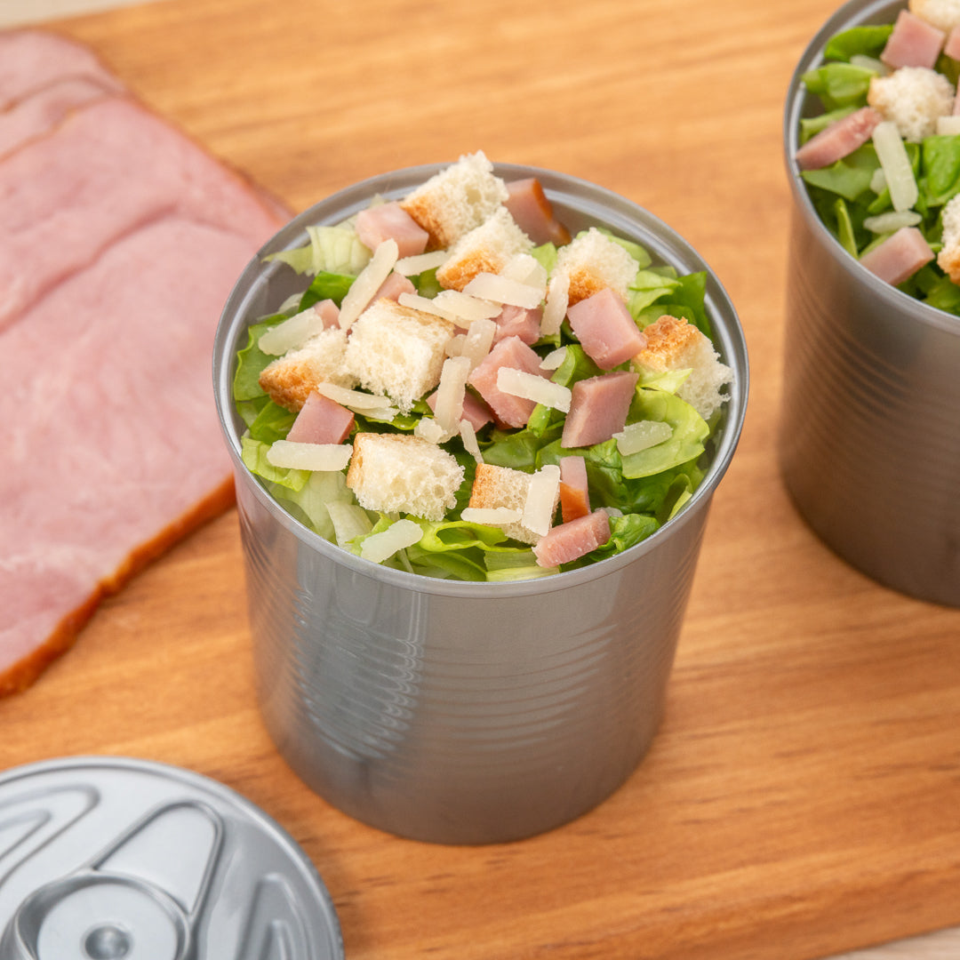 4 oz Round Silver Plastic Tin Can with Lid (2.5
