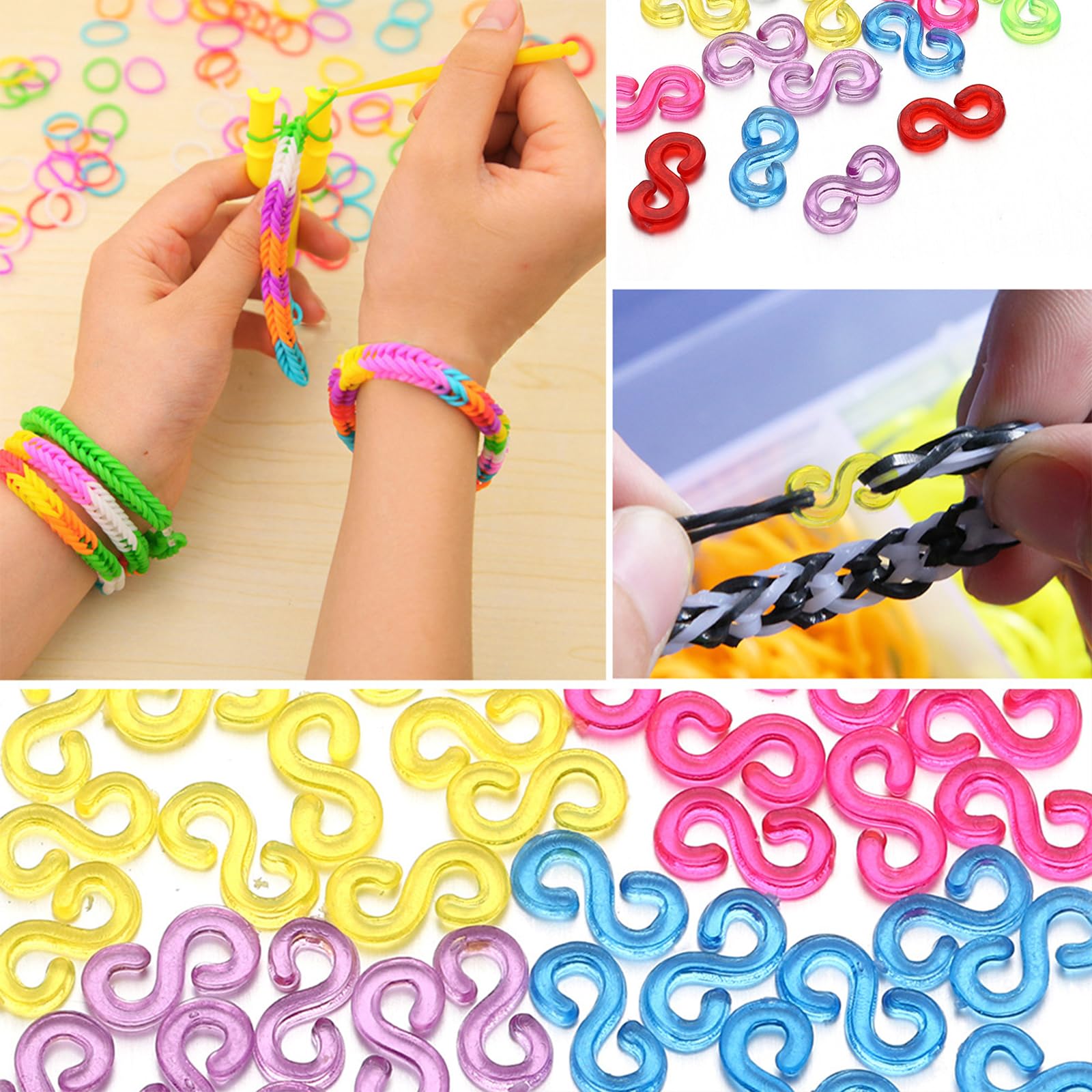 3000 Pcs S Clips Rubber Band Clips - 6 Colors Plastic Connectors for Loom Bracelets DIY, Handicrafts & Jewelry Making | Refill Kit for Rainbow Loom, Friendship Bracelets & Kids Crafts