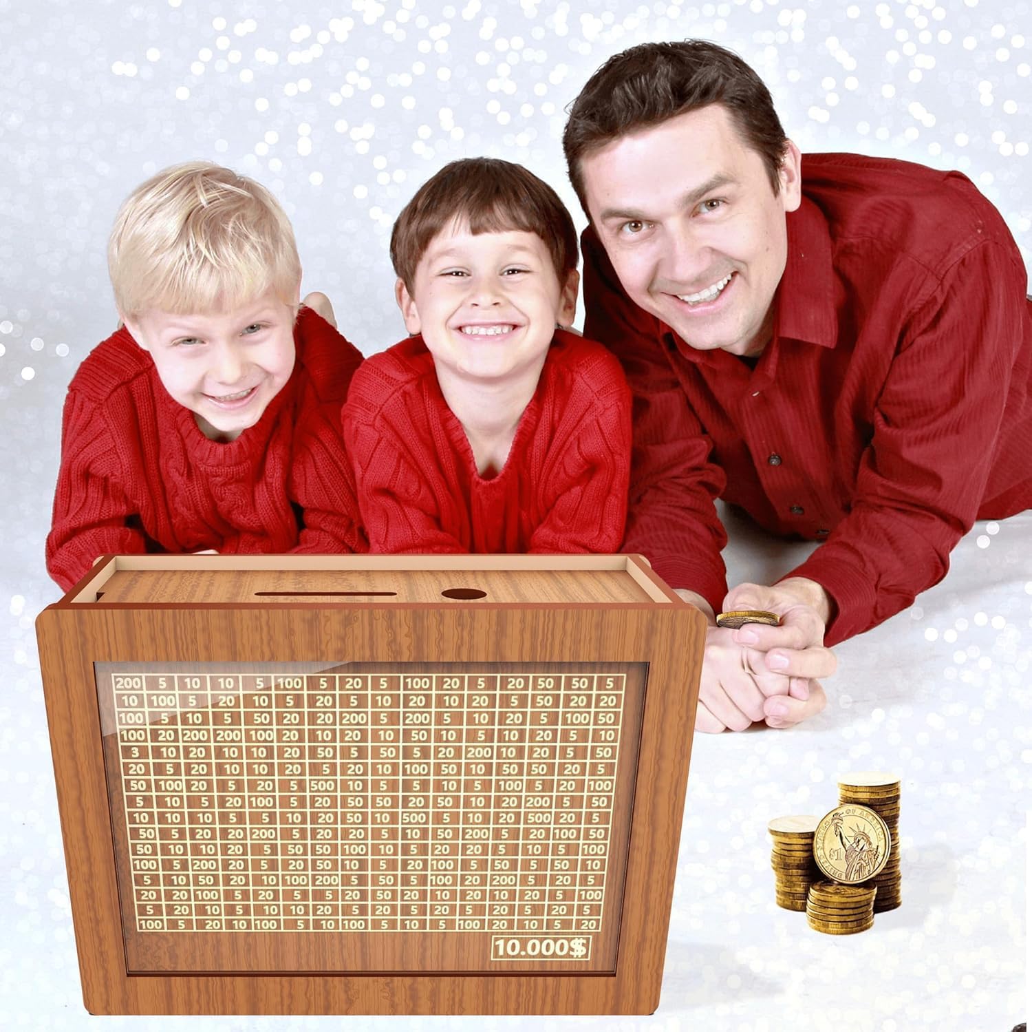 Wooden Cash Vault Savings Box with Digital Counter - 10000 Dollar Goal Money Saver for Kids & Adults (Light Brown) | Perfect for Piggy Bank Replacement, Birthday Gifts, and Financial Education