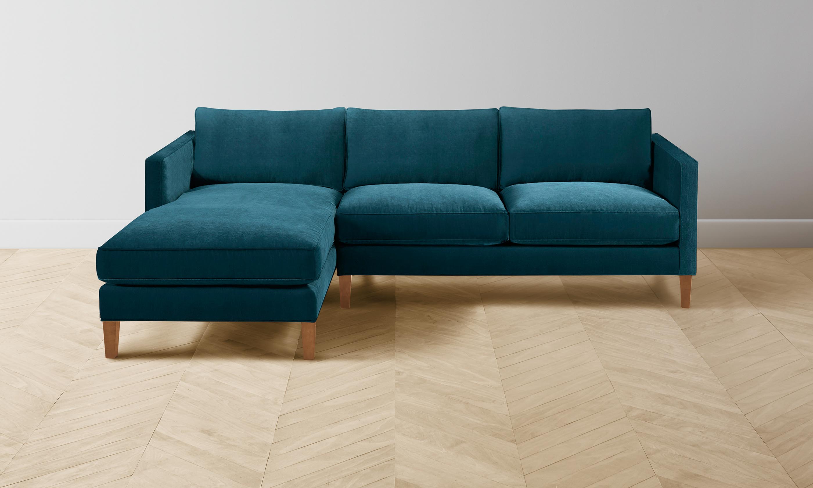 The Crosby Sectional Sofa - Luxurious Performance Velvet in Lagoon Blue for Living Room & Lounge Comfort | Perfect for Modern Homes & Cozy Spaces