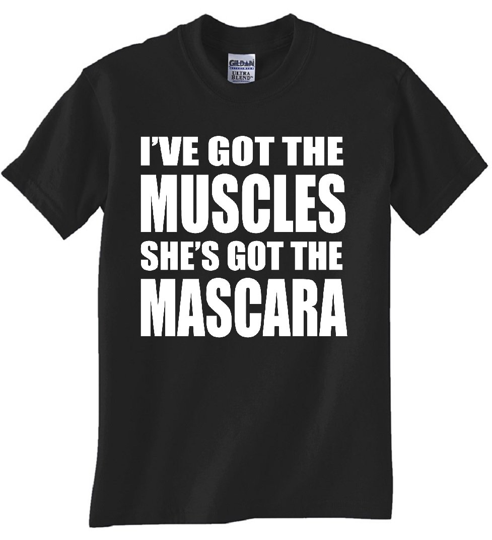 STUFF WITH ATTITUDE Muscles Mascara Graphic Black T-Shirt for Men - Cool Gym & Workout Tee, Casual Streetwear Fashion