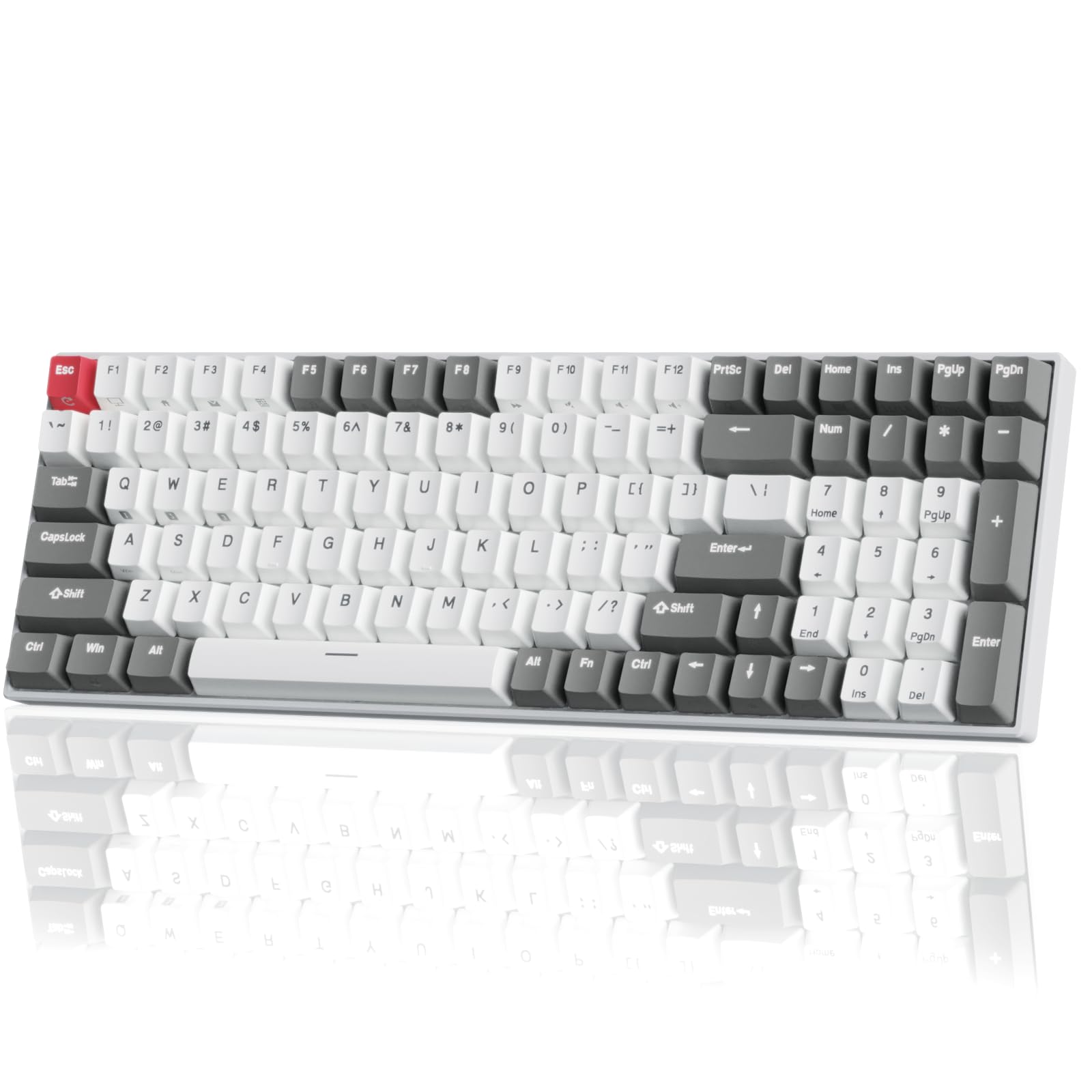 RK ROYAL KLUDGE RK100 Wireless Mechanical Keyboard - Bluetooth 5.1/2.4Ghz/USB-C Wired 100-Key Hot Swappable Gaming Keyboard with 3 USB Ports, Blue Switch for Mac & Windows (Classic Black) - Perfect for Office Work, Gaming & Programming