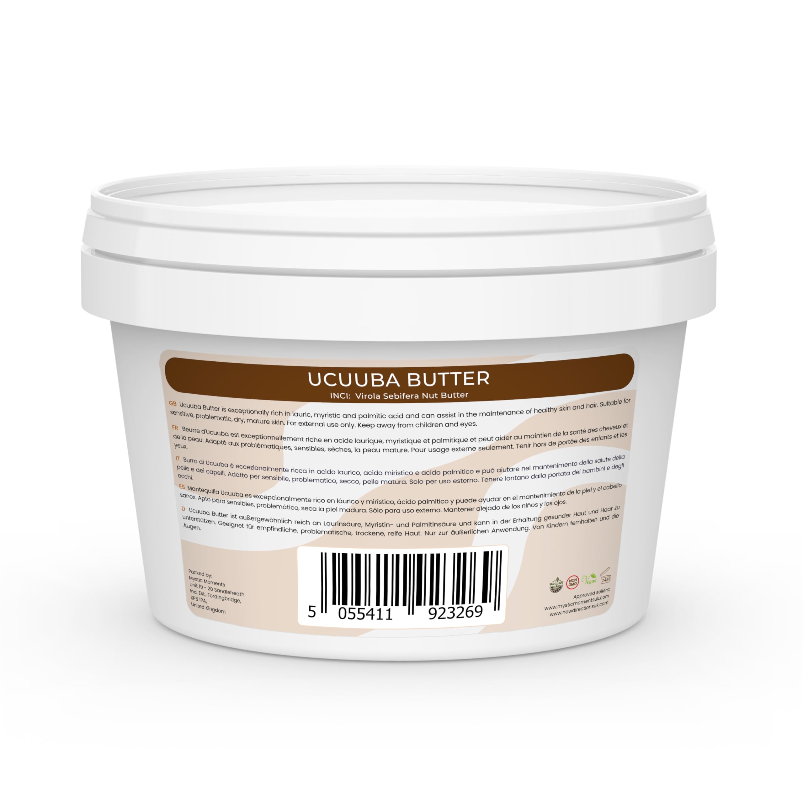 Pure & Natural Ucuuba Virgin Butter 500g - GMO Free Cosmetic Butter for Skin & Hair Care | Mystic Moments | Perfect for DIY Lotions, Balms & Soaps