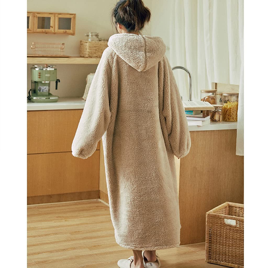 Soft Women's Bathrobe with Hood - Strawberry Coral Velvet Robe for Winter & Autumn | Cozy Homewear, Spa Wear & Lounge Dress for Relaxation