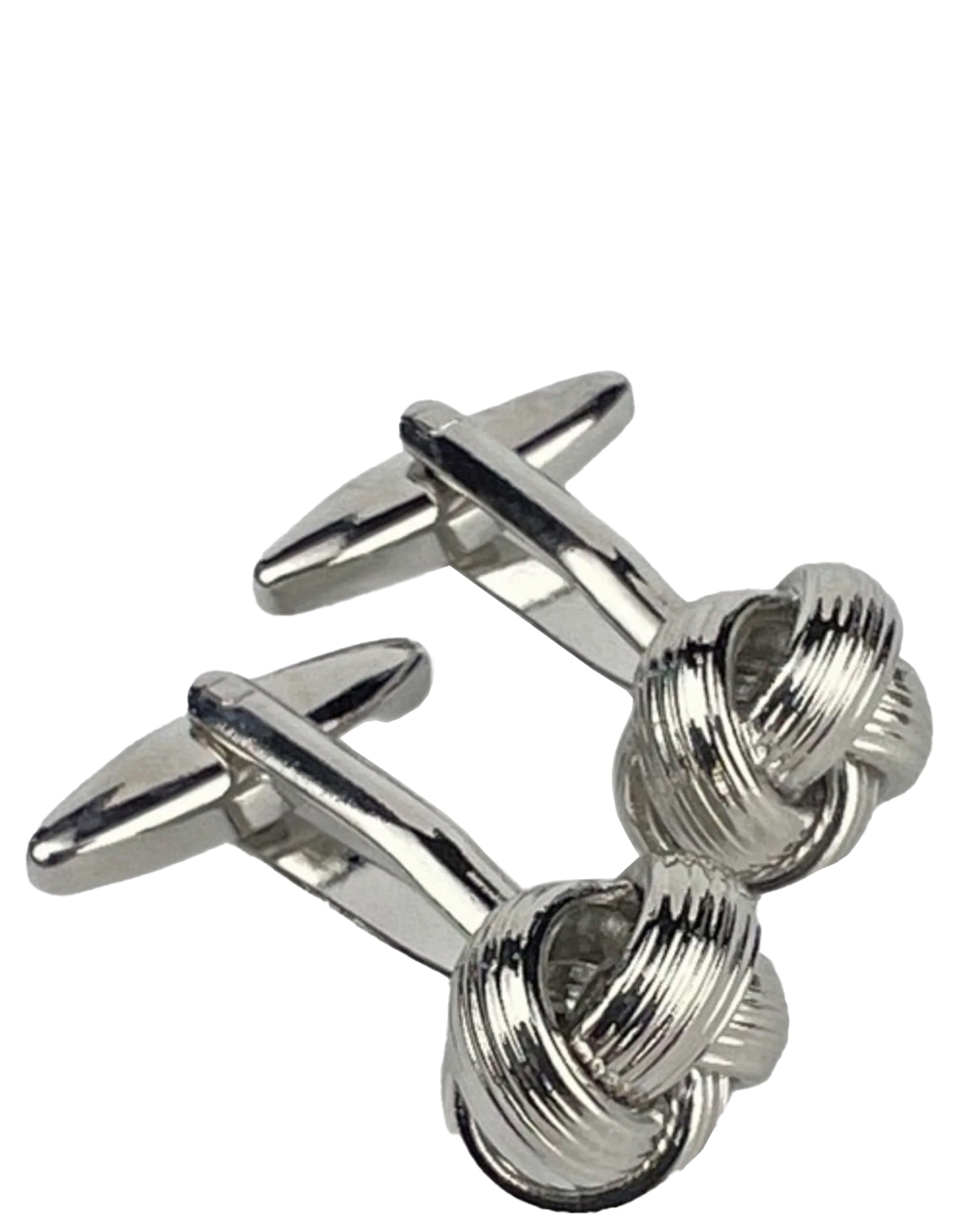DÉCLIC Silver Metal Ribbon Knot Cufflinks for Men - Elegant Dress Shirt Accessories for Weddings, Business & Formal Events