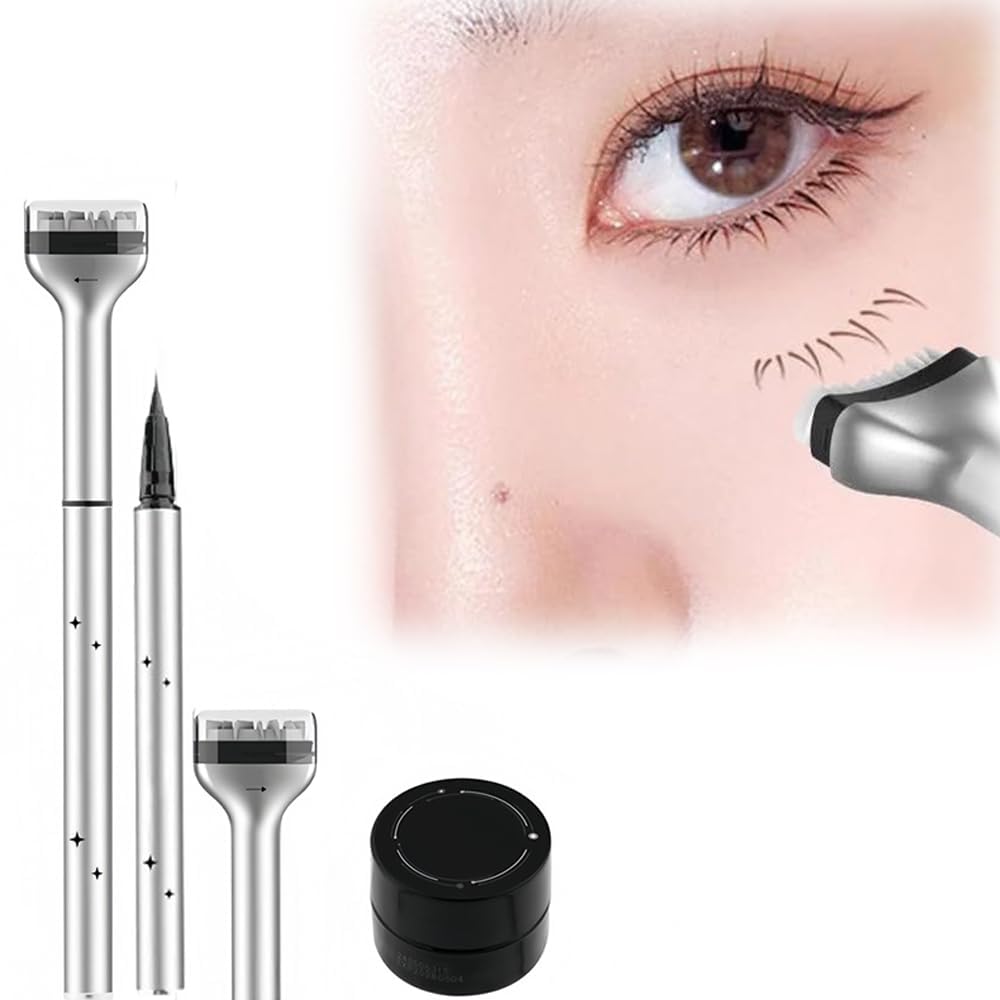 Waterproof Lower Lash Stamp & Eyeliner Set - 2-in-1 Quick Eye Makeup Tool with Sweatproof Ink | Perfect for Everyday Makeup, Party Looks & Professional Beauty Routines