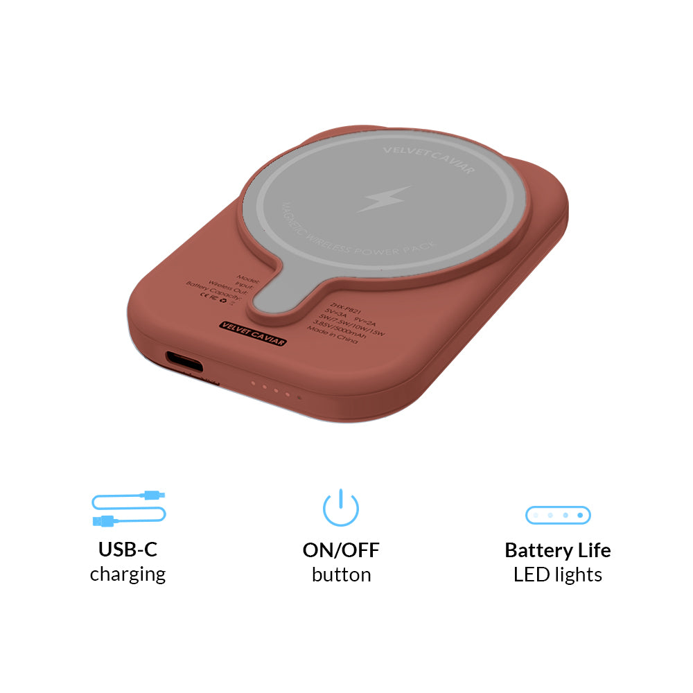 Cozy Chai Sweater MagSafe Battery Pack - 5000mAh Portable Charger for iPhone 12/13/14/15 - Perfect for Travel, Work & Outdoor Adventures