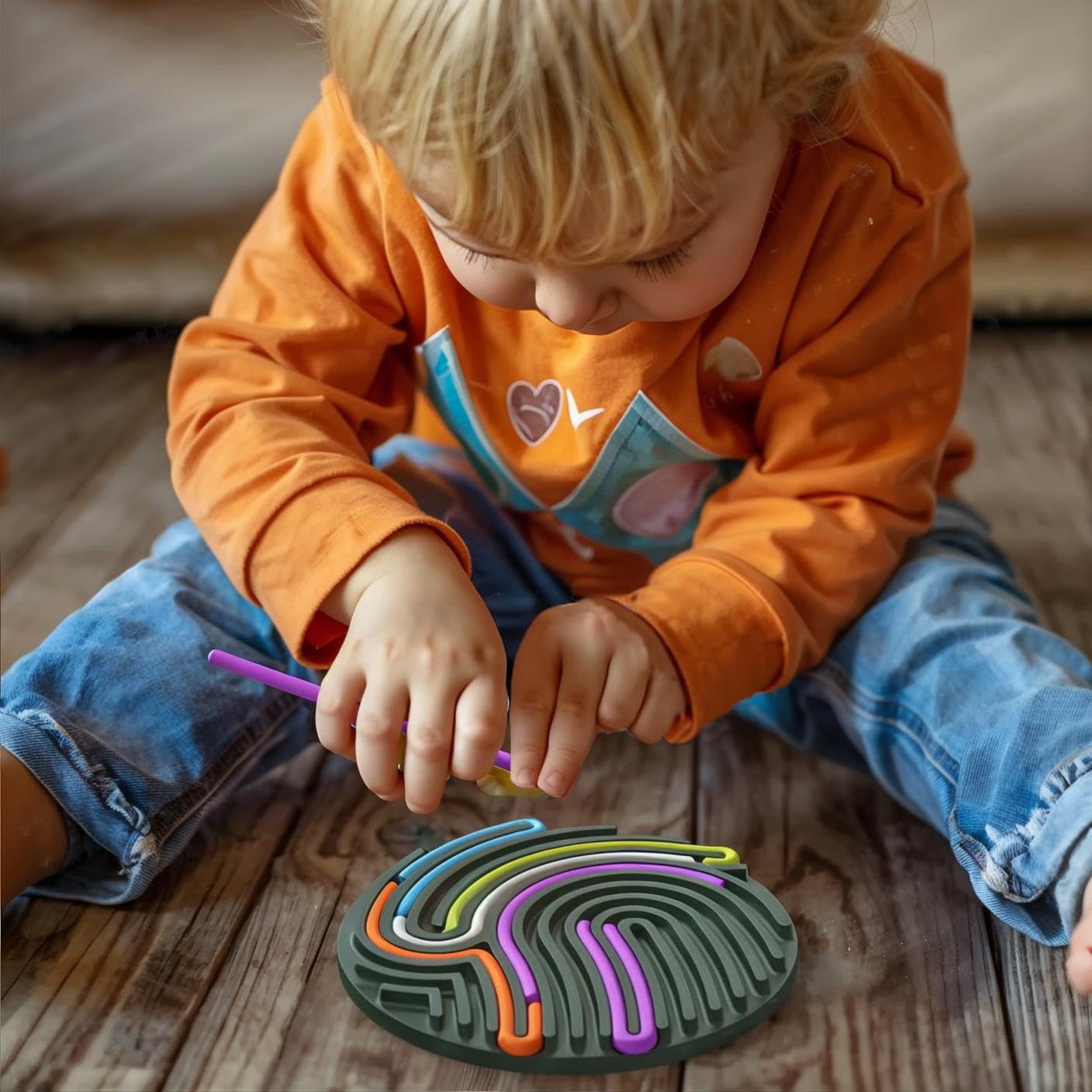 Sensory Activity Board for Kids - Calming Fidget Toys for Autism, ADHD, Anxiety & Stress Relief - Montessori Classroom Learning Tools - Rainbow Heart Design - Perfect for Home, School & Therapy Use