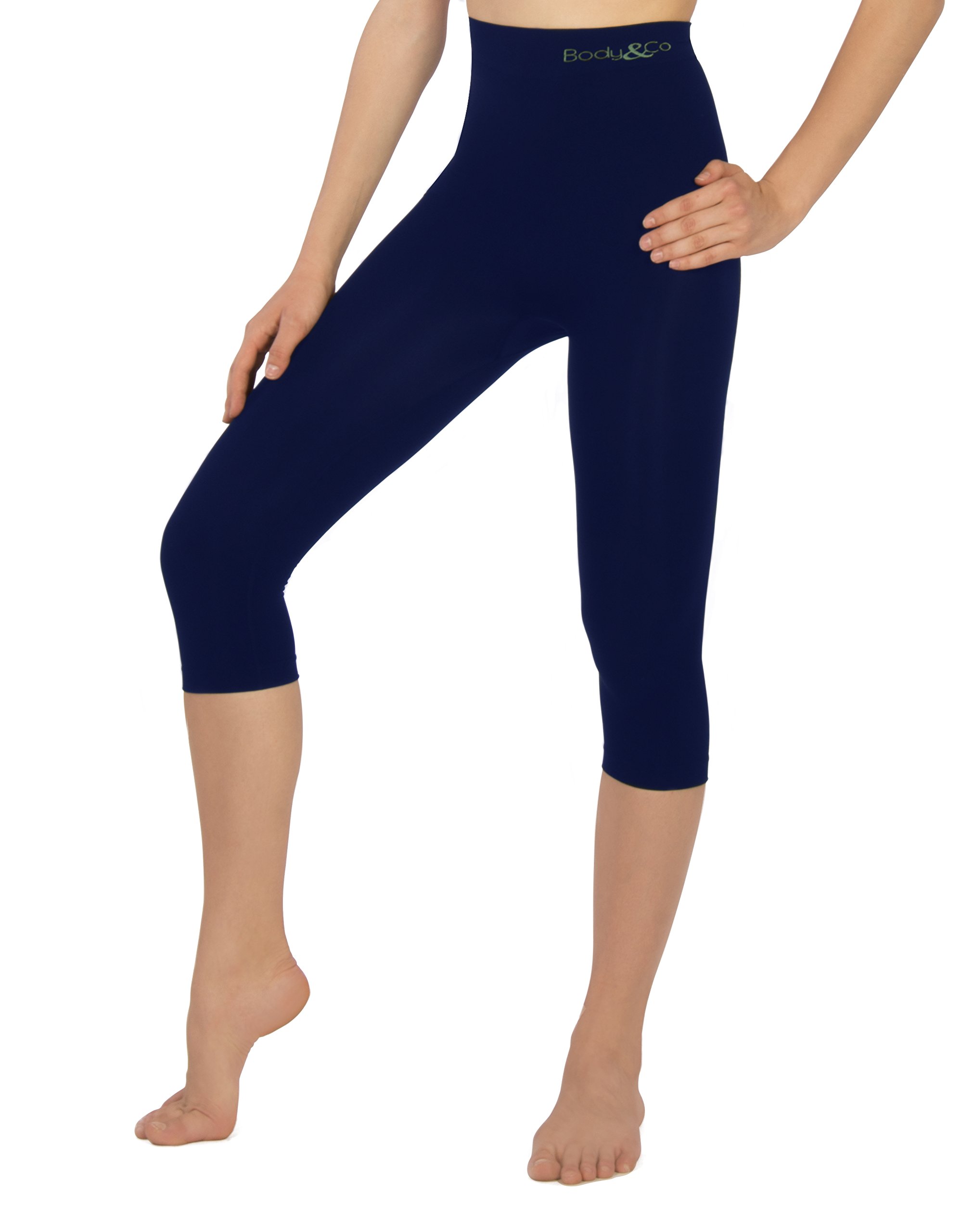 Body & Co Slimming Sporty Capri Pants with Micro-Encapsulation Technology - Perfect for Yoga, Gym & Everyday Comfort