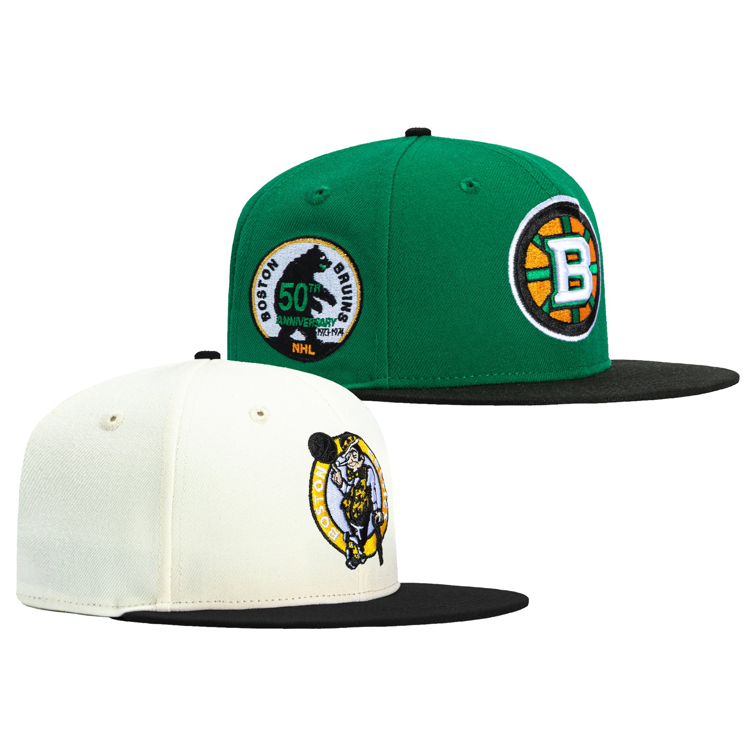 New Era 59Fifty NBA x NHL Crossover Boston Pack Snapback Hat - Official Licensed Sports Cap for Basketball & Hockey Fans - Perfect for Game Day, Streetwear & Collectors