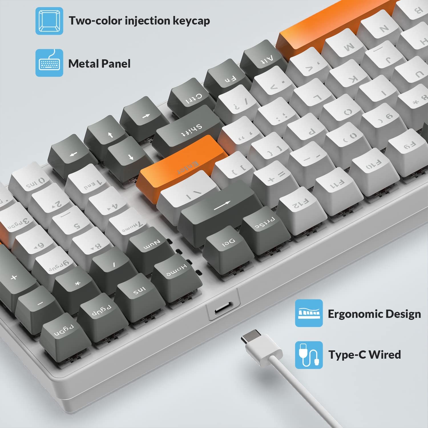 K3 Apex Pro Gaming Keyboard and Mouse Set with Coiled USB C Cable - 98 Key RGB Mechanical Keyboard (Linear Red Switch) & 6400DPI 6D RGB Ultra-Lightweight Honeycomb Gaming Mouse - Compatible with PC/MAC (Grey) - Perfect for Esports, Streaming & Professional Gaming Setup
