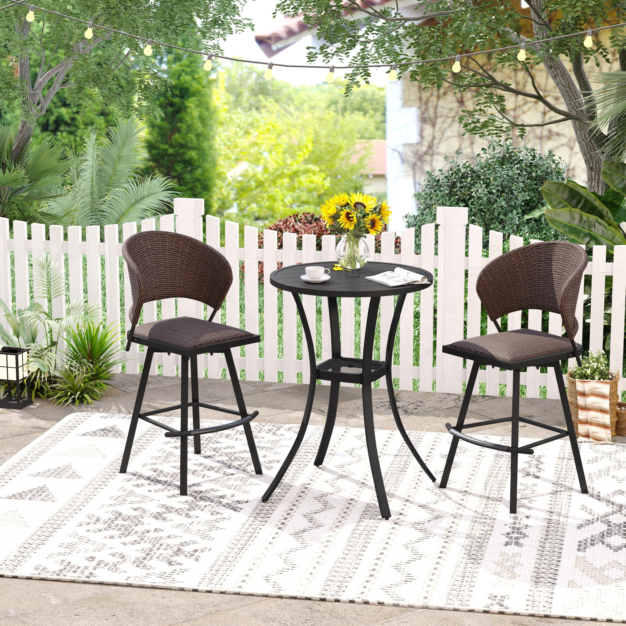 VICLLAX 3-Piece Outdoor Bar Set with 27.6