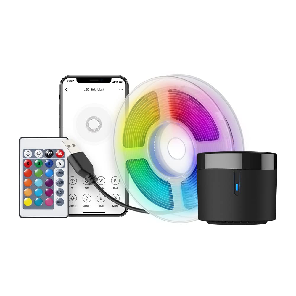BroadLink RM4 Mini Smart Remote Control Hub - Universal IR Blaster for TV, LED Strip Lights, Air Conditioner | Works with Alexa, Google Home & IFTTT | Perfect for Home Theater & Smart Lighting Control