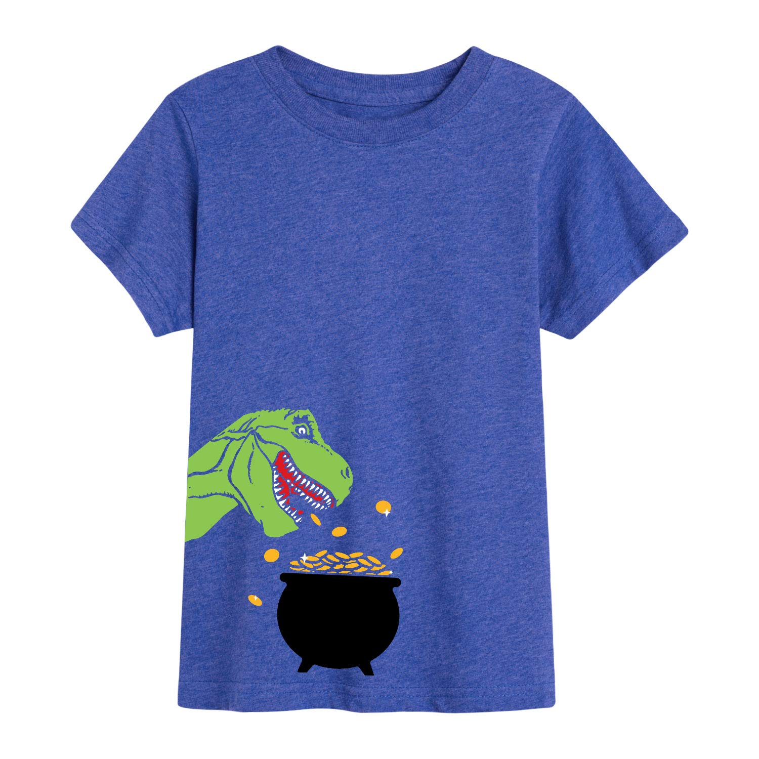 T-Rex and Pot of Gold Toddler Short Sleeve T-Shirt - Cute Dinosaur Graphic Tee for Boys & Girls - Perfect for St. Patrick's Day, Birthday Parties & Casual Wear
