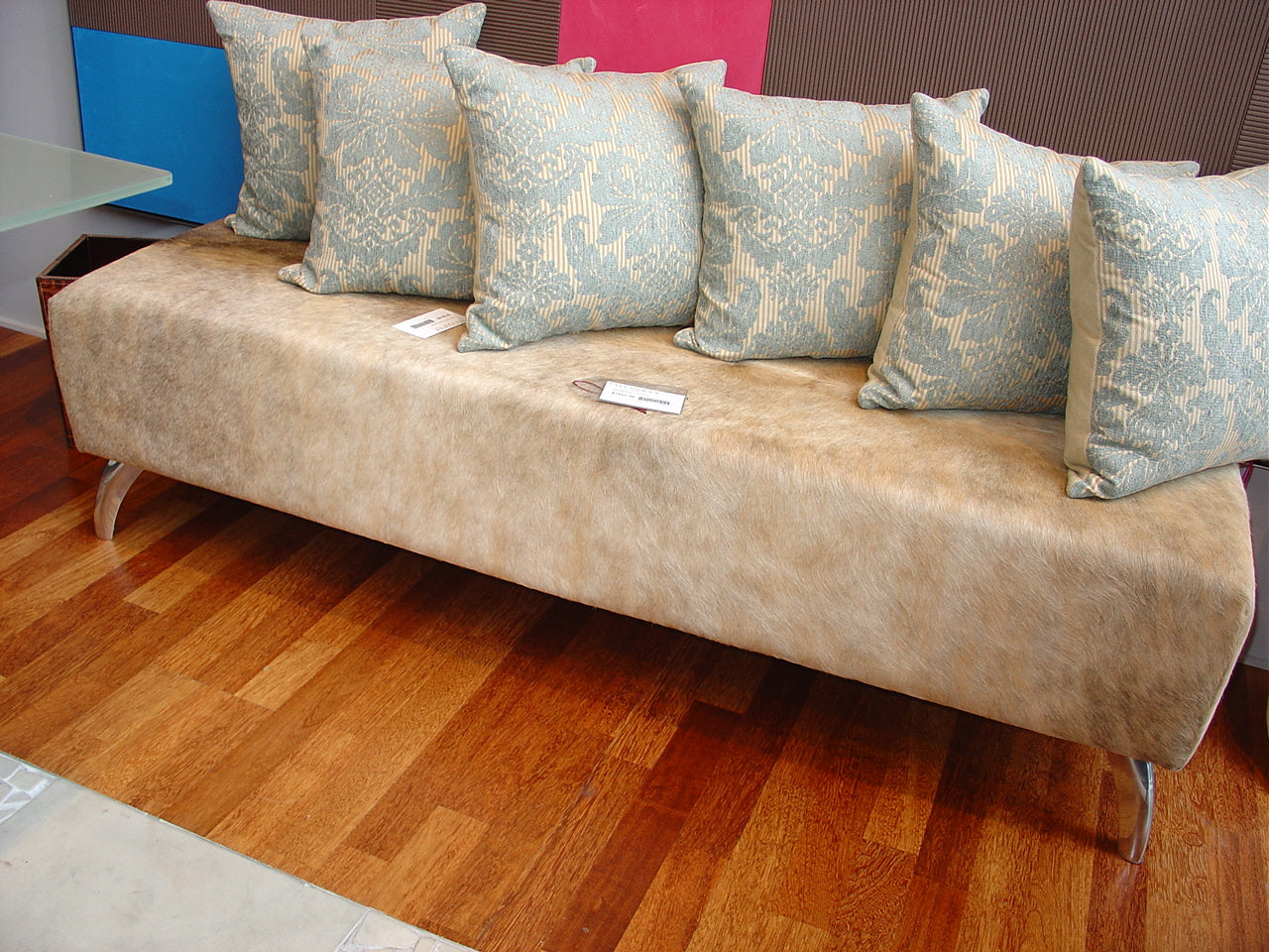 Premium Cowhide Ottoman with Sturdy Aluminum Legs - 53