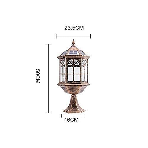 Solar Post Lights Outdoor - Bronze LED Waterproof Aluminum Glass Column Lantern for Yard, Garden, Driveway, Porch, Walkway, Pool & Patio | Solar Powered Landscape Lighting for Victorian Style Decoration & Pathway Safety