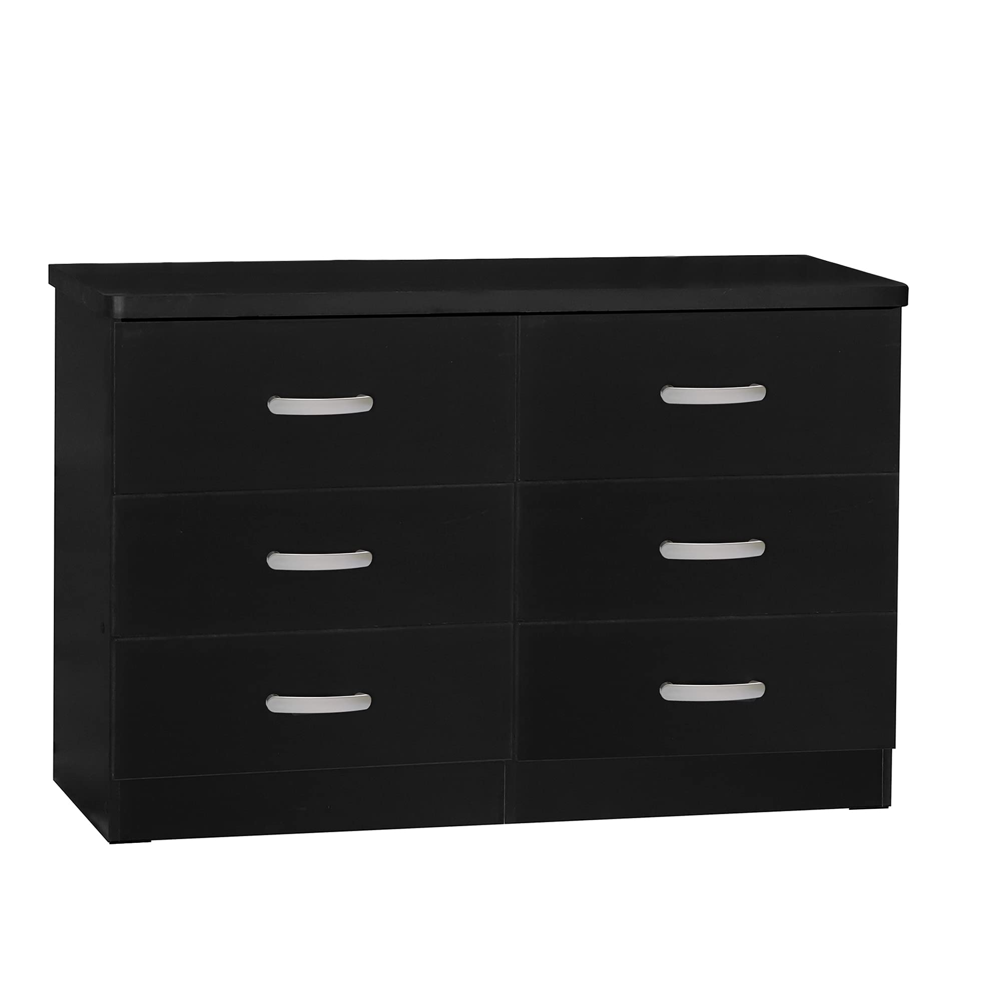 Better Home Products DD and PAM 6-Drawer Engineered Wood Dresser - Black Modern Bedroom Storage Furniture for Clothes, Bedding & Accessories Organization