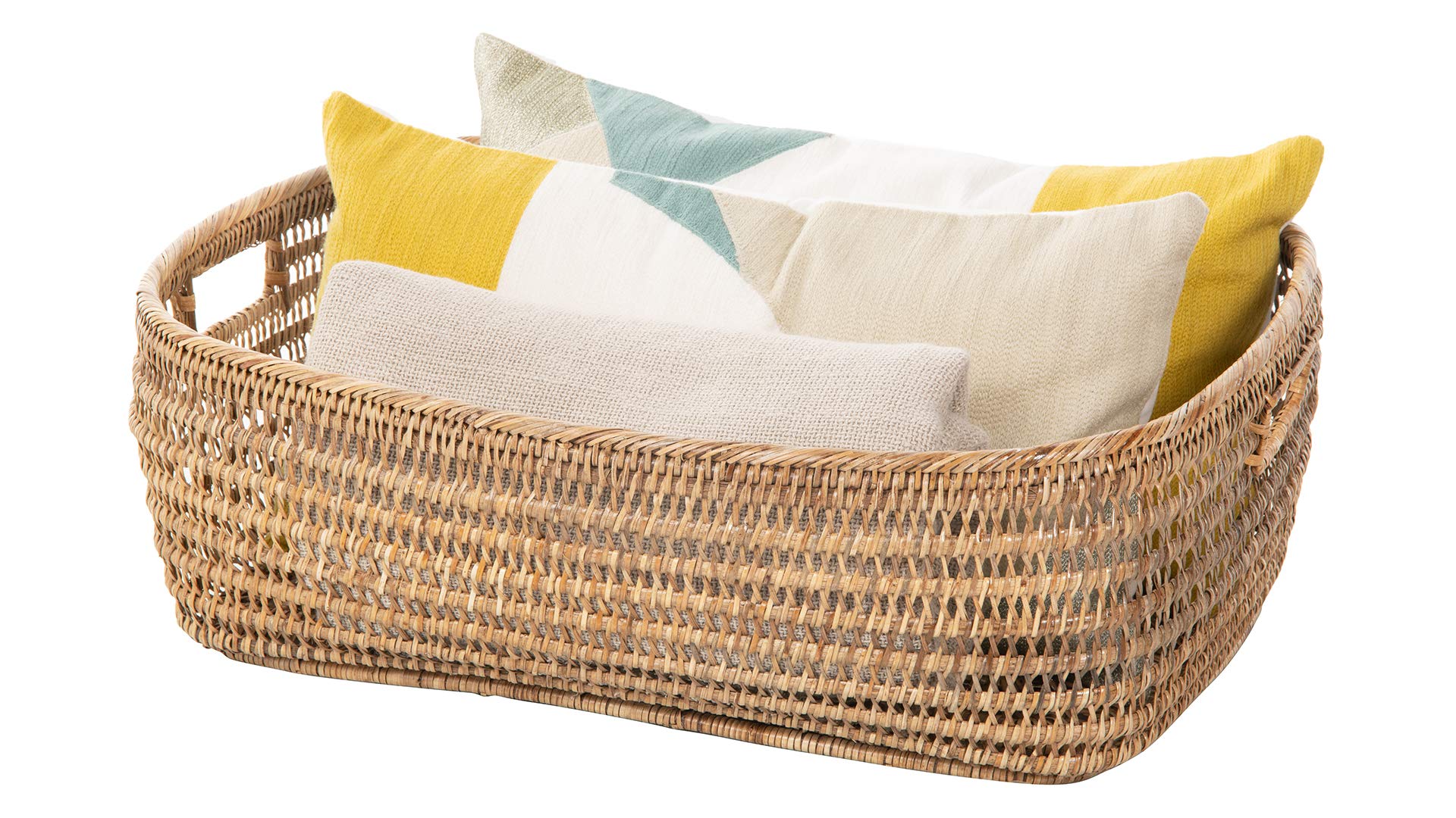 Kouboo Cambria Open Weave Basket - Natural Honey Brown Woven Storage Bin for Home Organization | Perfect for Blankets, Toys, and Laundry in Living Room, Bedroom, or Nursery