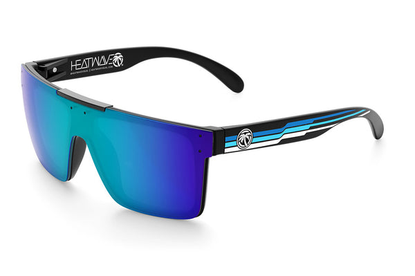 Quatro Blue Polarized Sunglasses with Side Stripes - Stylish UV Protection for Outdoor Sports & Driving