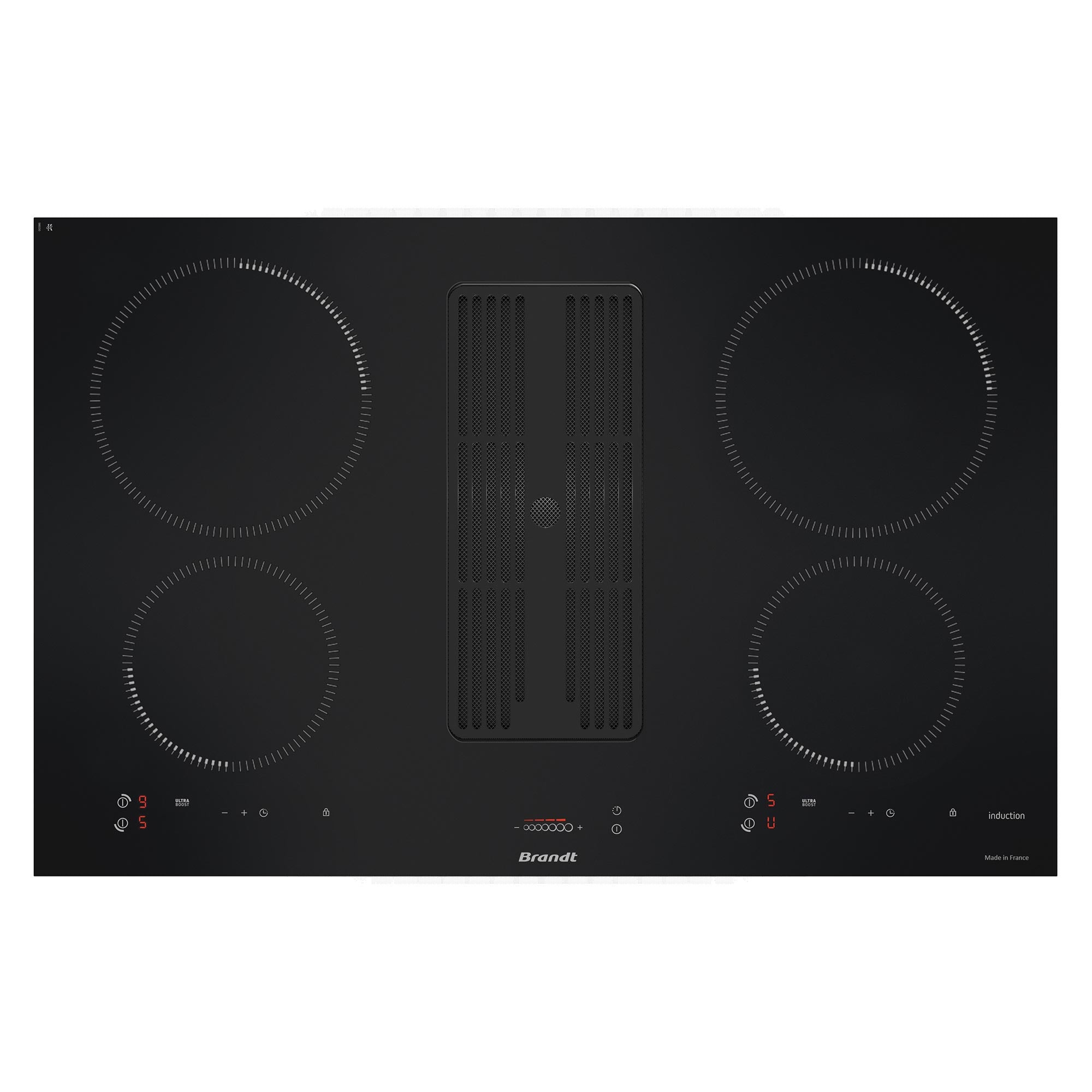 BPI384BH 80CM 4-Zone Built-In Induction Cooktop with Integrated Range Hood - Perfect for Modern Kitchens, Apartments & Open-Plan Living Spaces