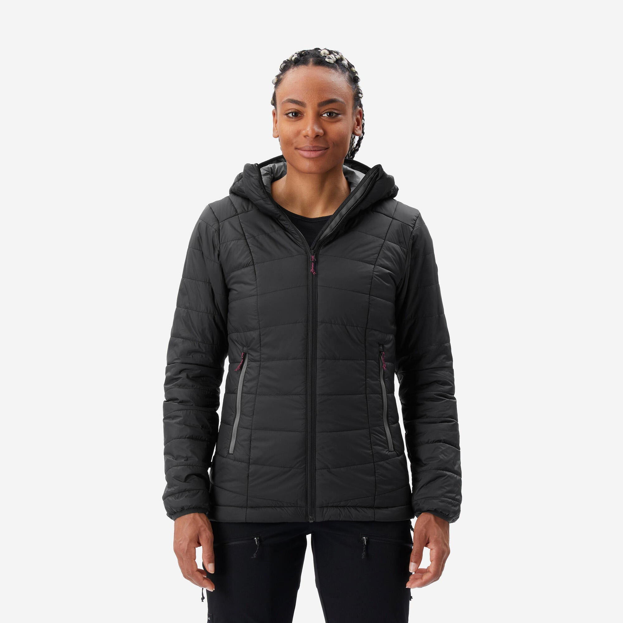 Forclaz Women's MT100 Lightweight Hooded Synthetic Jacket - Waterproof Windbreaker for Hiking, Camping & Outdoor Adventures