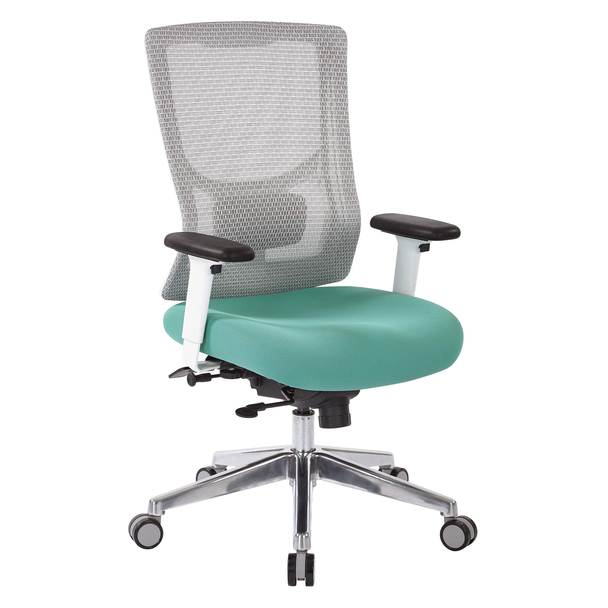 Office Star ProGrid High-Back Ergonomic Office Chair - Adjustable Mesh Back with Lumbar Support & Padded Seat, Jade Fabric - Perfect for Home Office, Executive Desk & Computer Workstations