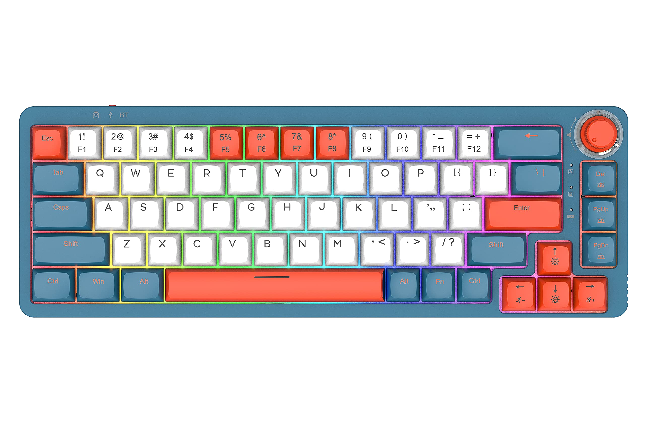 GK GAMAKAY LK67 65% RGB Mechanical Gaming Keyboard - Hot Swappable 67 Keys with Gateron Brown Switch, Triple Mode (Bluetooth/USB-C/2.4GHz Wireless), PBT XDA Profile Keycaps & Rotatable Knob - Perfect for Office Work, Gaming & Programming
