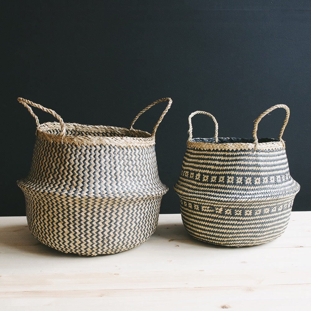 Premium Jane Rice Belly Basket - Handwoven Natural Fiber Storage Bin for Home Organization - Perfect for Kitchen, Bathroom, Nursery & Living Room Decor