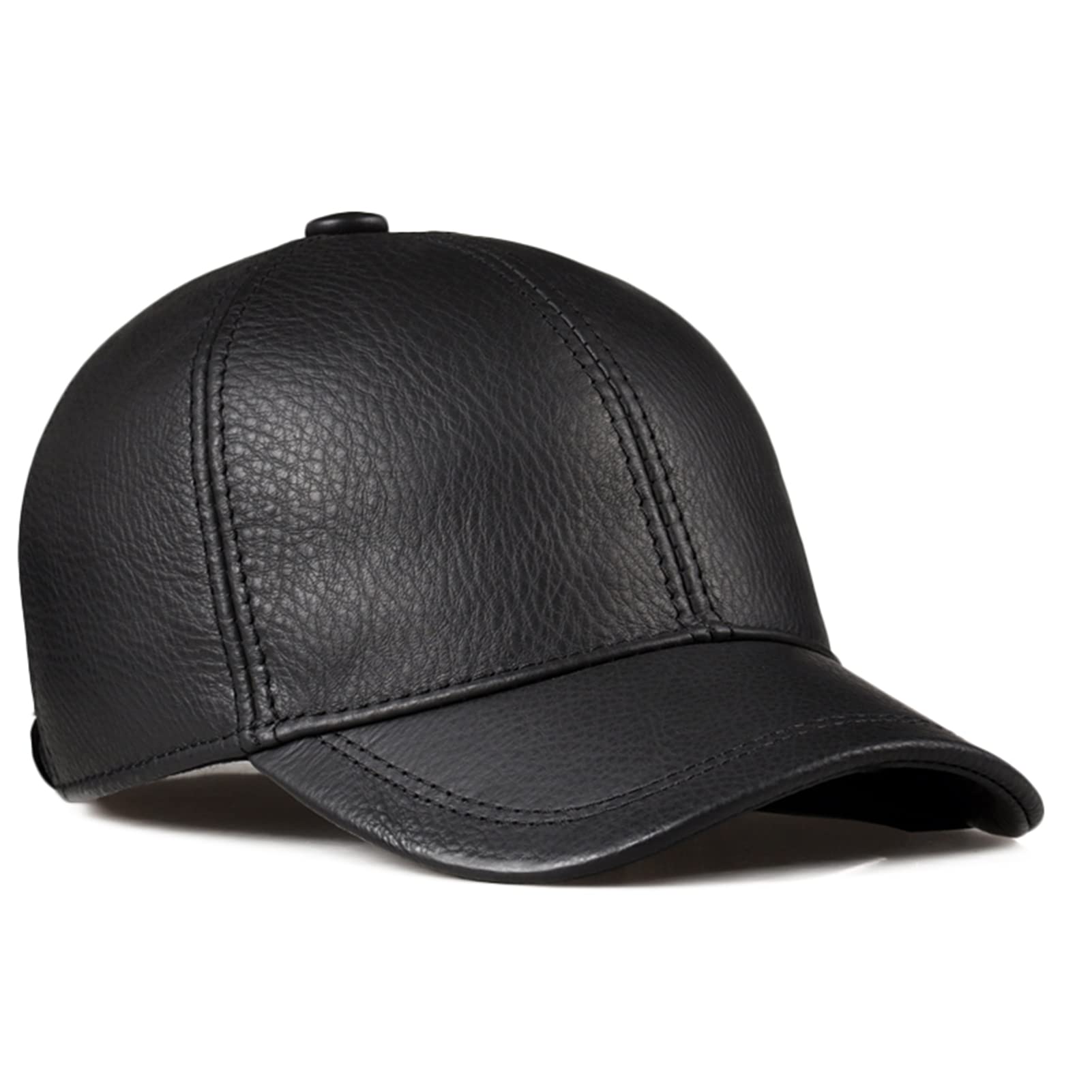 Vintage Men's Leather Baseball Cap - Adjustable Driver Hat for Outdoor Activities, Autumn & Winter Wear | Casual Style for Driving, Hiking & Daily Use