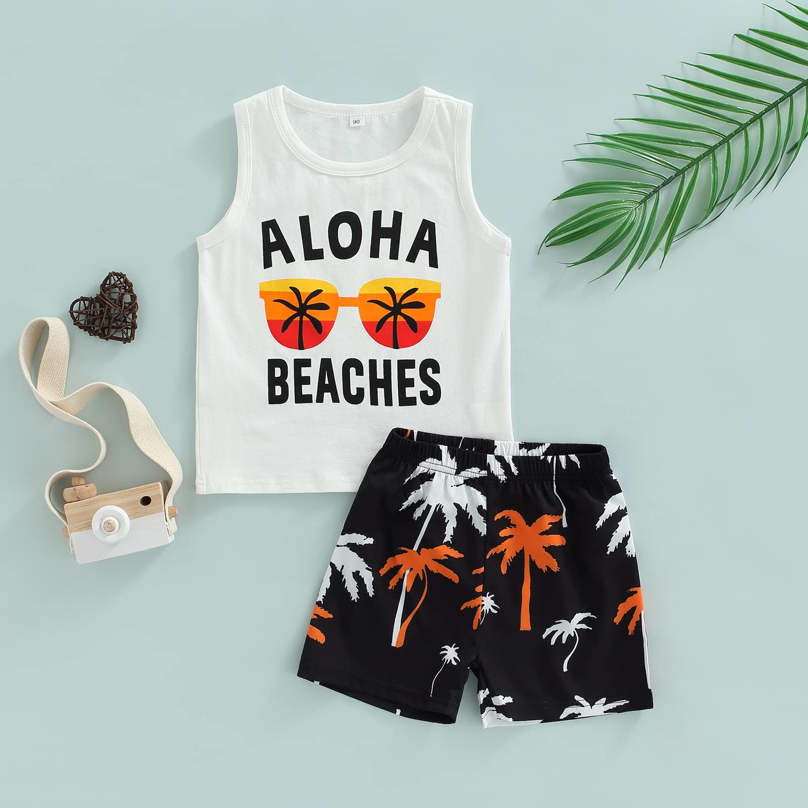 Boys' Summer Outfit Set - 2-Piece Seaside Printed T-Shirt & Shorts for Toddlers | Beachwear, Playtime & Casual Wear