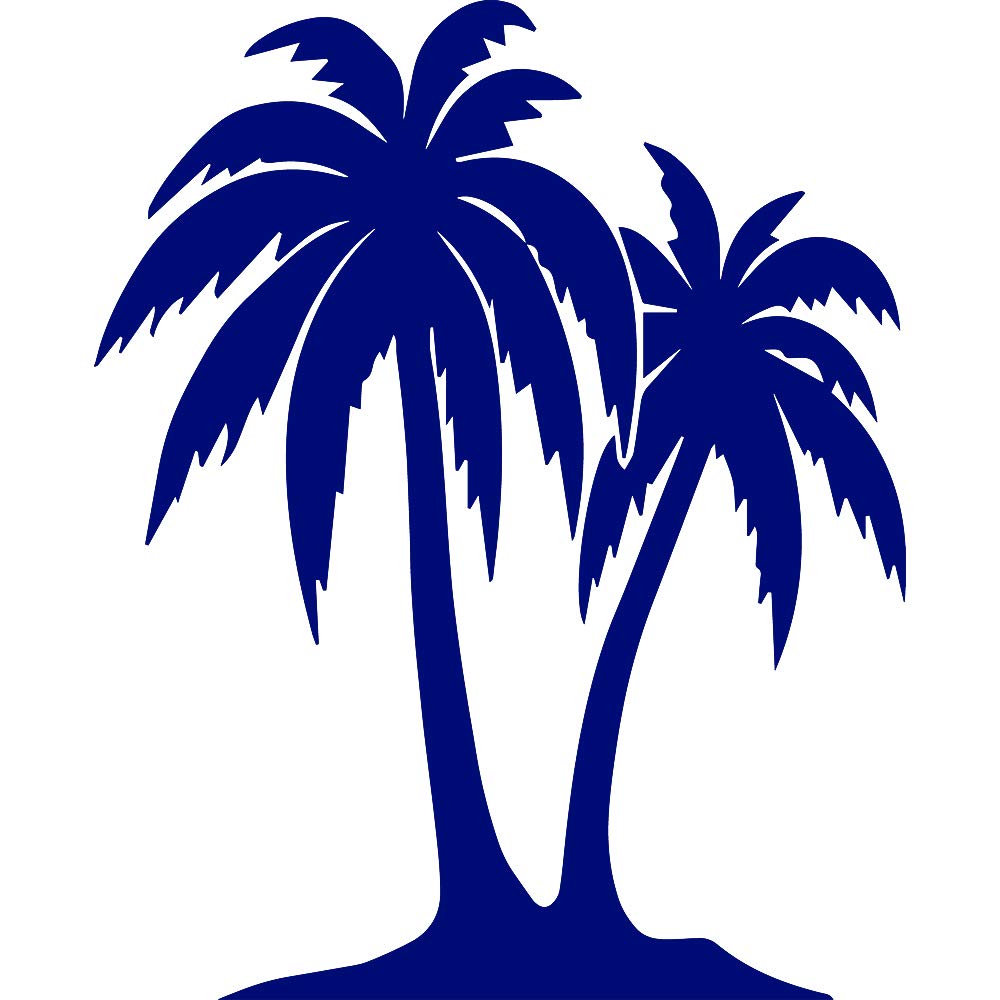 Premium Waterproof Vinyl Decal Stickers - Set of 2 Navy Blue Palm Trees for Laptop, Phone, Helmet, Car Window, Bumper, Mug, Cup, Wall & Door Decoration - Perfect for Beach-Themed Rooms, Tropical Parties & Vacation Vibes