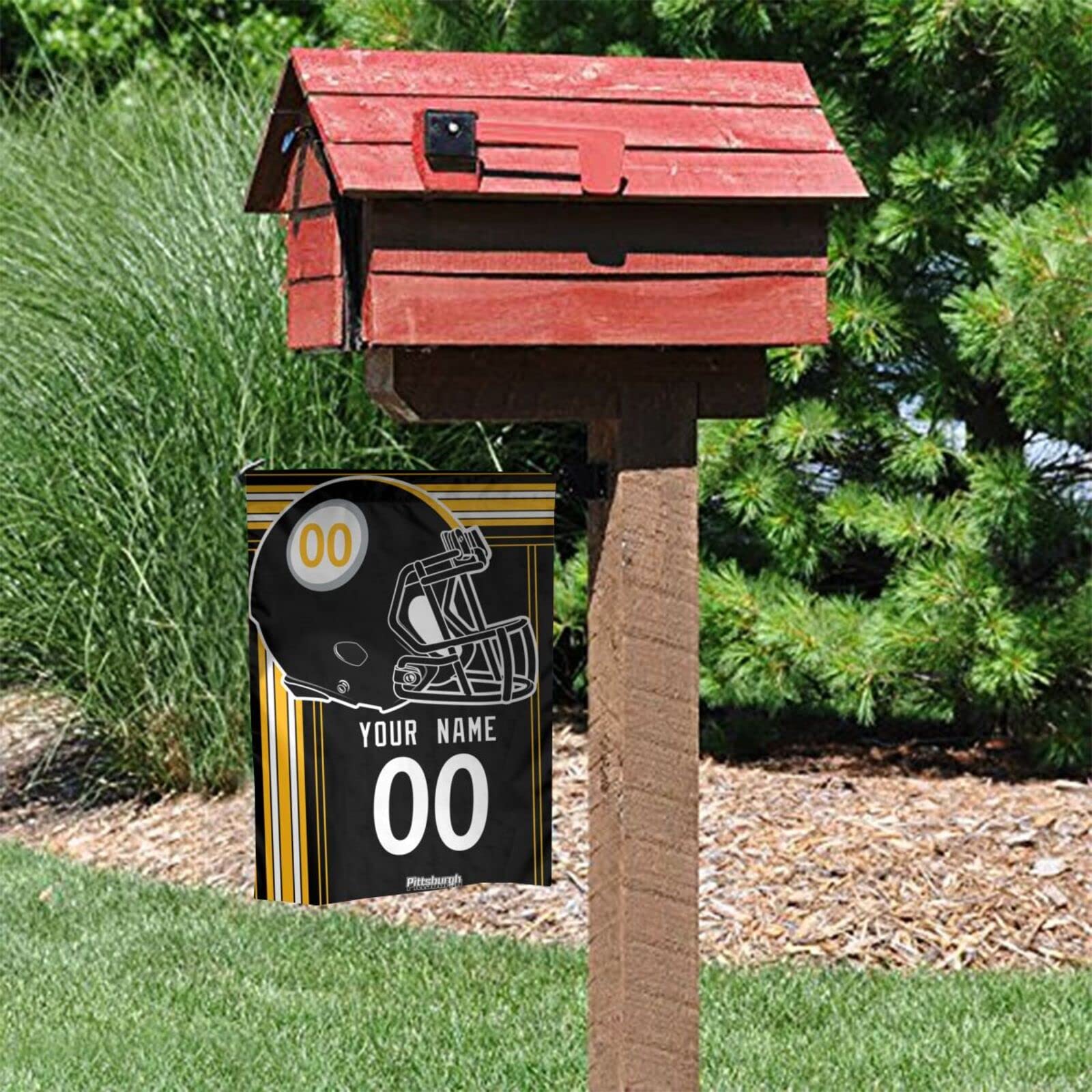 Pittsburgh Steelers Double-Sided Garden Flag - Personalized Custom Name & Number for NFL Fans - Perfect for Game Day Decor & Tailgating